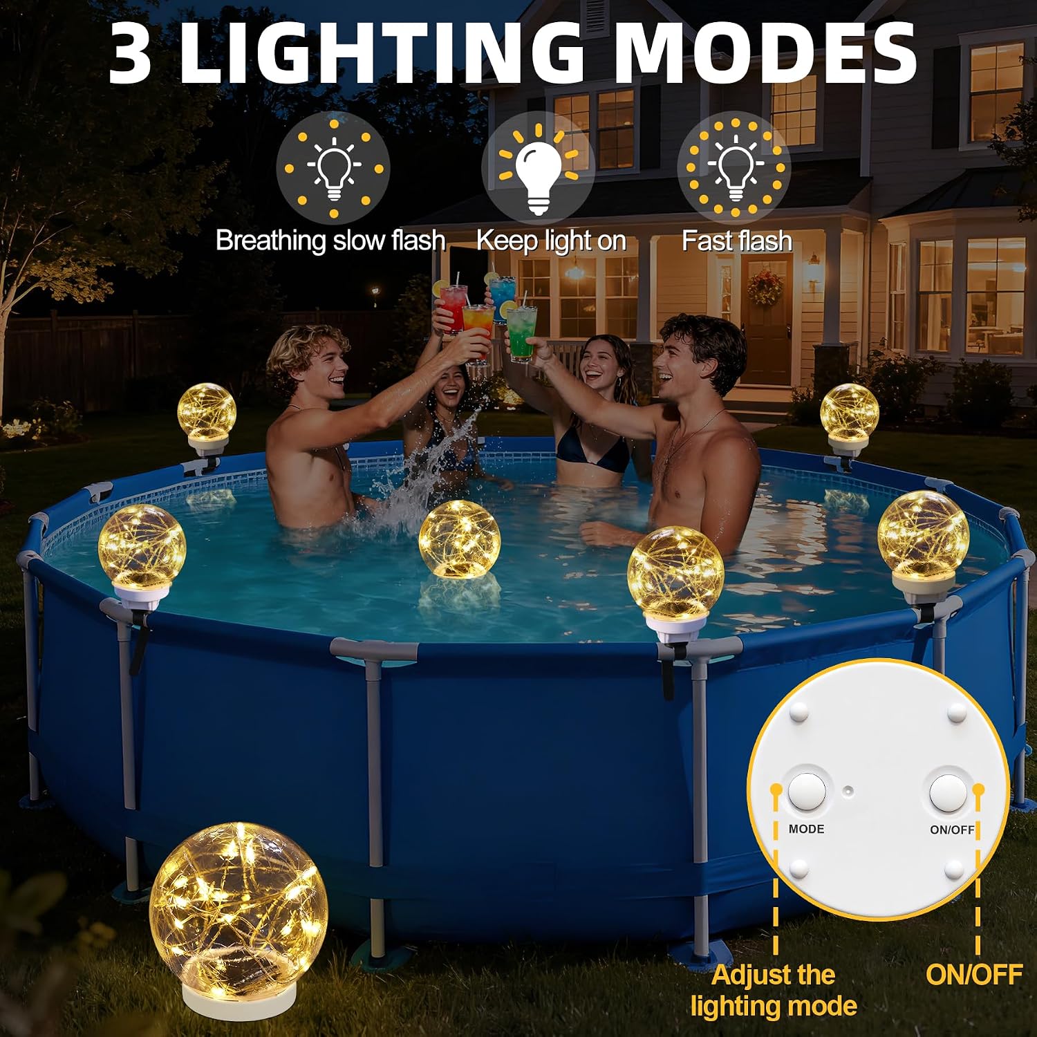Thumbnail 3 de DeeprBling Lumière Piscine Hors Sol Solaire 2 en 1 – Lampe Flottante LED IP68 pour Piscine à Cadre