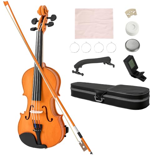 HOMCOM Violino 4/4 in Legno per Principianti e Adulti con Custodia – Kit completo