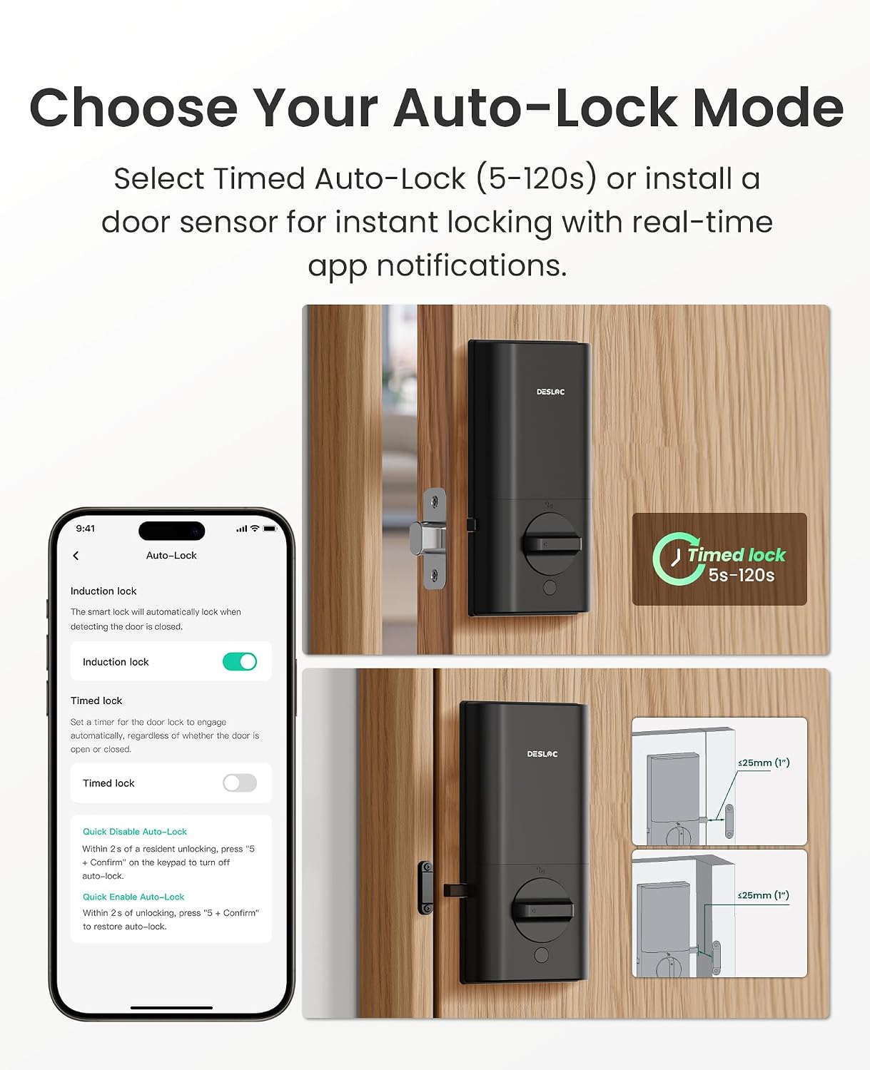 Detalle de DESLOC K120 Smart Door Lock with Fingerprint Access, Built-In Wi-Fi and Two Levers