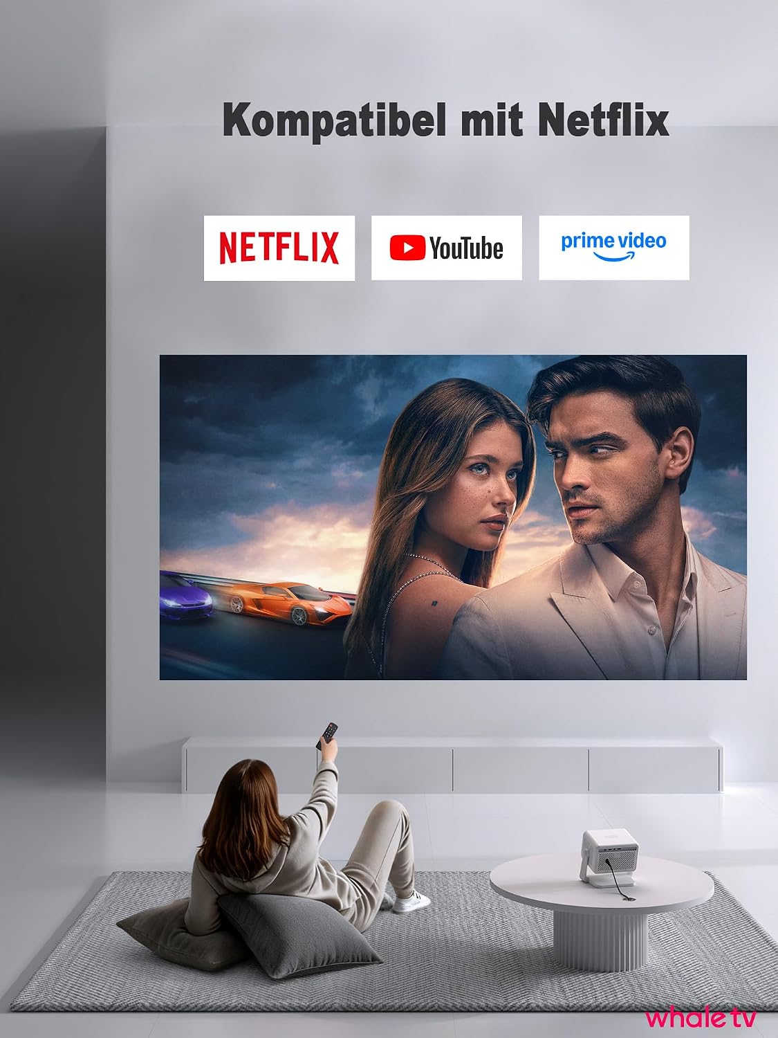 Detalle 2 de VISSPL Smart Mini Beamer 4K H86 – Tragbarer 4K Heimkino-Projektor mit AutoFocus, Trapezkorrektur und KI-Unterstützung