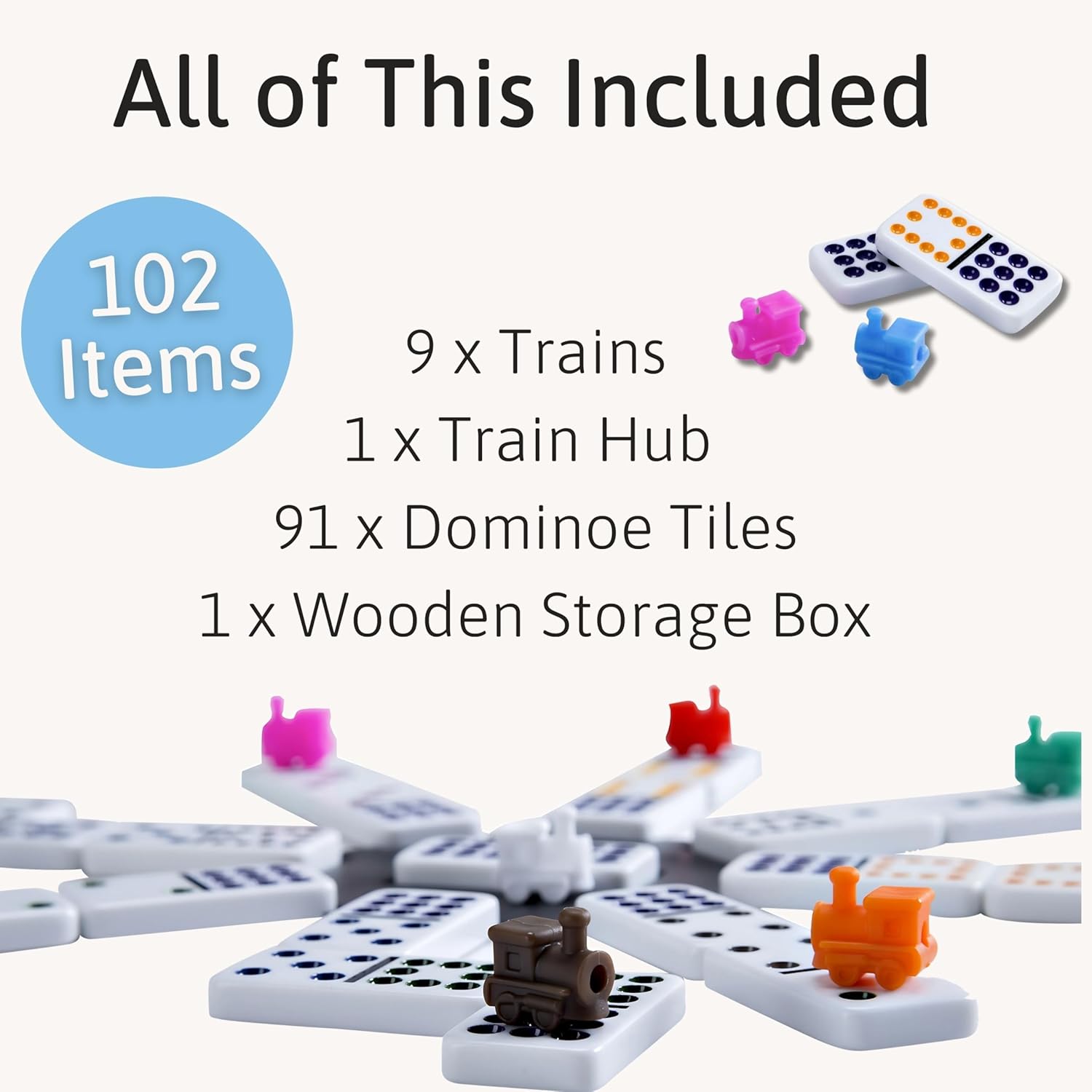 Detalle de Jaques of London Mexican Train Dominoes Game in a Tin Box (for children & adults)