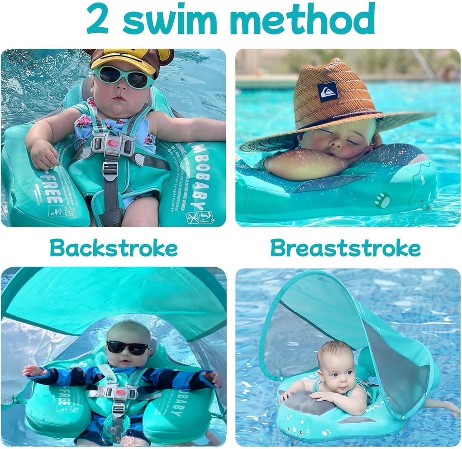 Thumbnail 3 de Mambobaby Float with Canopy and Tail (Non-Inflatable Pearl Foam Swim Trainer) for Infants 3–24 Months