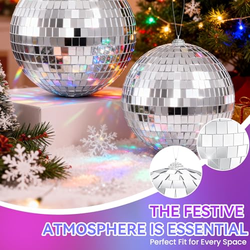 Detalle de Youdepot 10 cm Disco Ball 2 Pack – Silver Hanging Mirror Balls for Parties