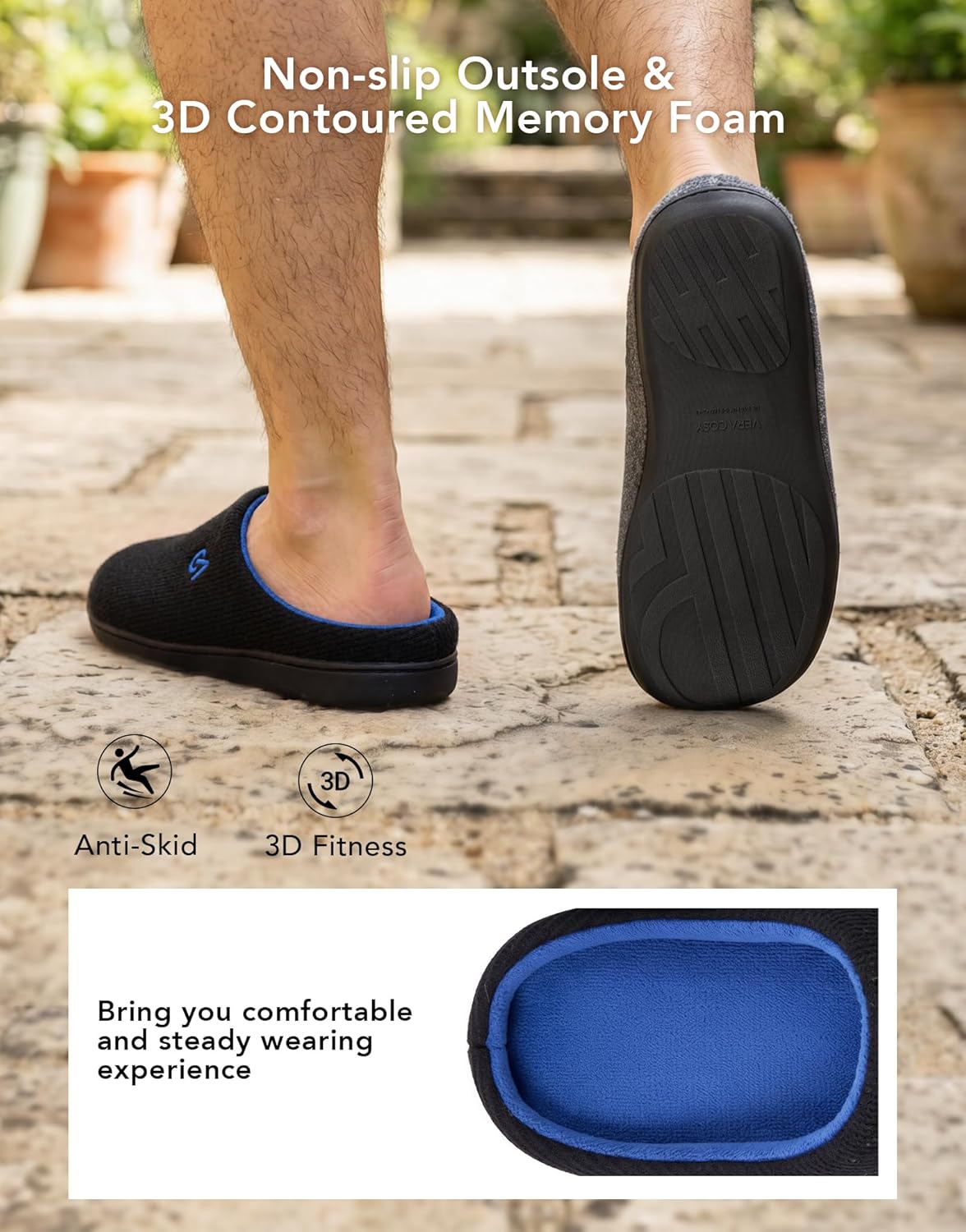 Thumbnail 4 de VeraCosy Men's Two-Tone Memory Foam Slippers