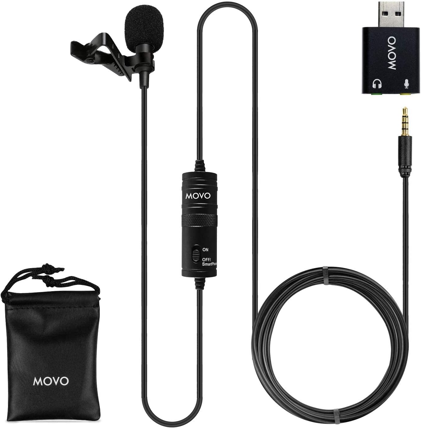 Detalle de Movo LV1-USB USBラベリアマイク、単一指向性・6mコード・3.5mm/USB接続