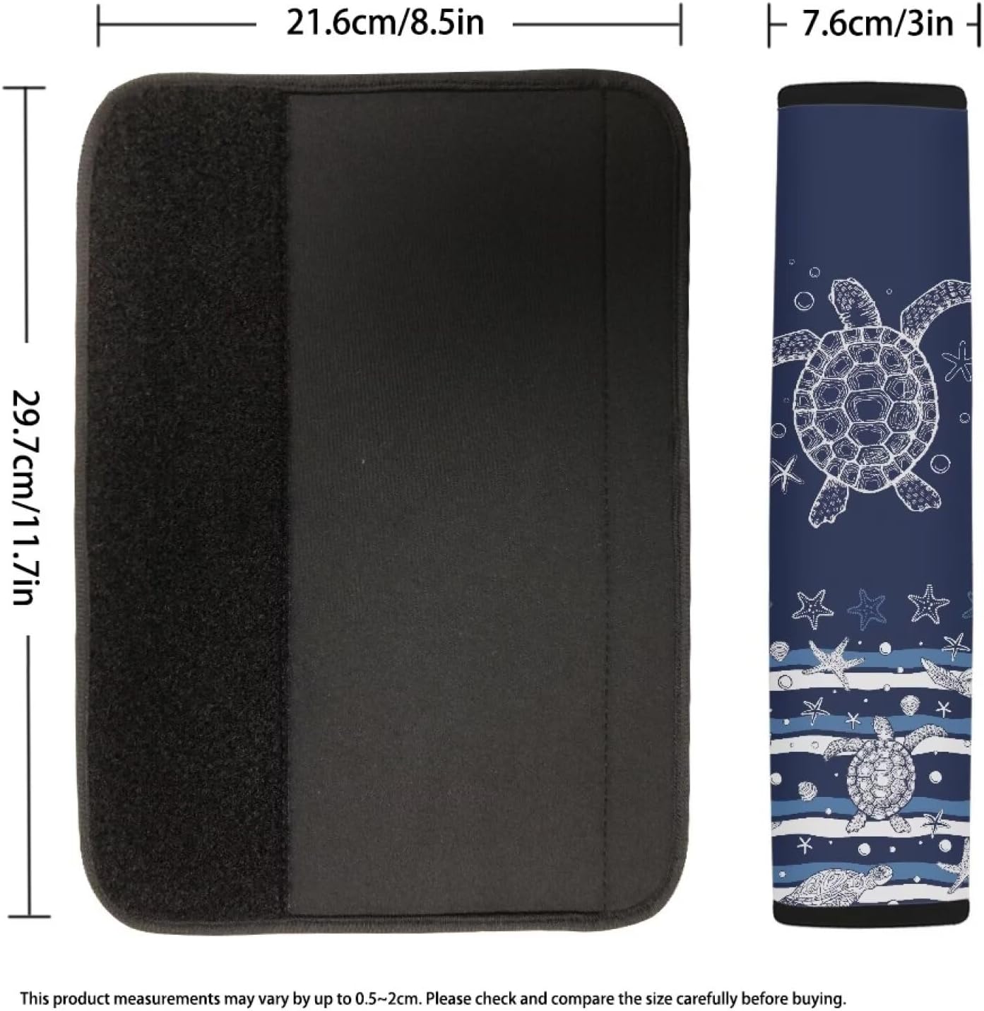 Detalle de Wanyint Sea Turtle Starfish Navy Blue Seat Belt Pads (2 Pack) – Comfortable Shoulder Coverage for Car Seats and Bags