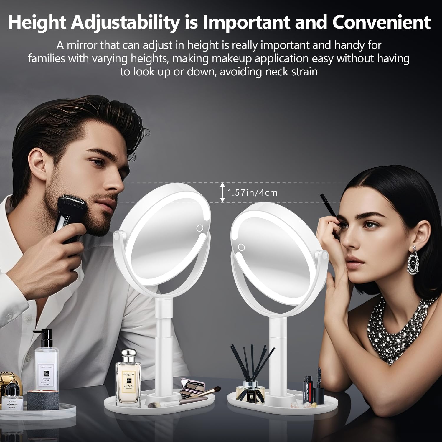 Detalle 2 de MIYADIVA Makeup Mirror with Lights (30X Magnifying) + 3-Color LED Vanity Illumination