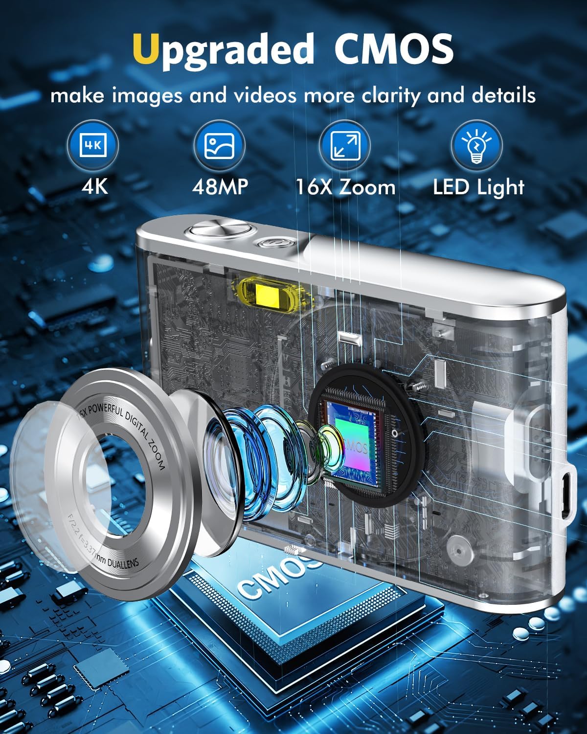 Detalle de Digitalkamera 4K Autofokus mit Dual-Kamera