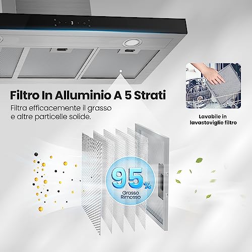 Thumbnail 5 de COMFEE Cappa Aspirante 90 cm, 650 m³/h, Gesture Control e Motore BLDC – Acciaio