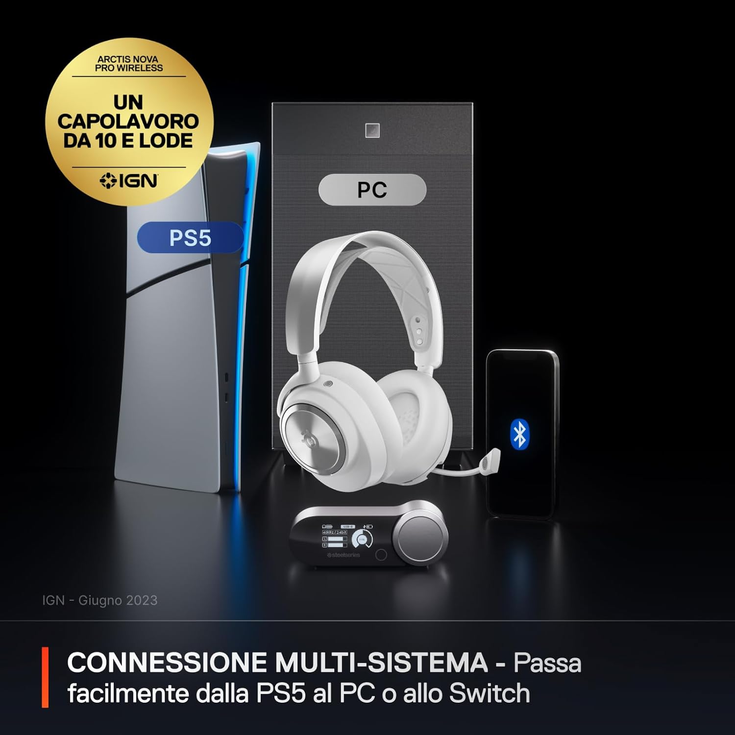 Thumbnail 1 de SteelSeries Arctis Nova Pro Wireless: cuffie gaming multi-sistema con cancellazione attiva del rumore