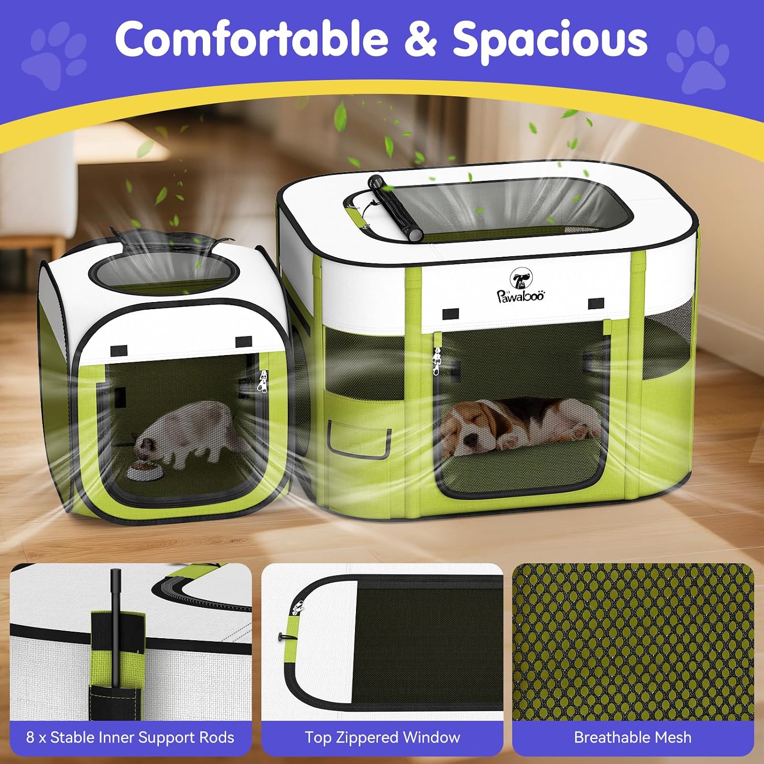 Detalle de Pawaboo 2-in-1 Laufstall 32" für Haustiere