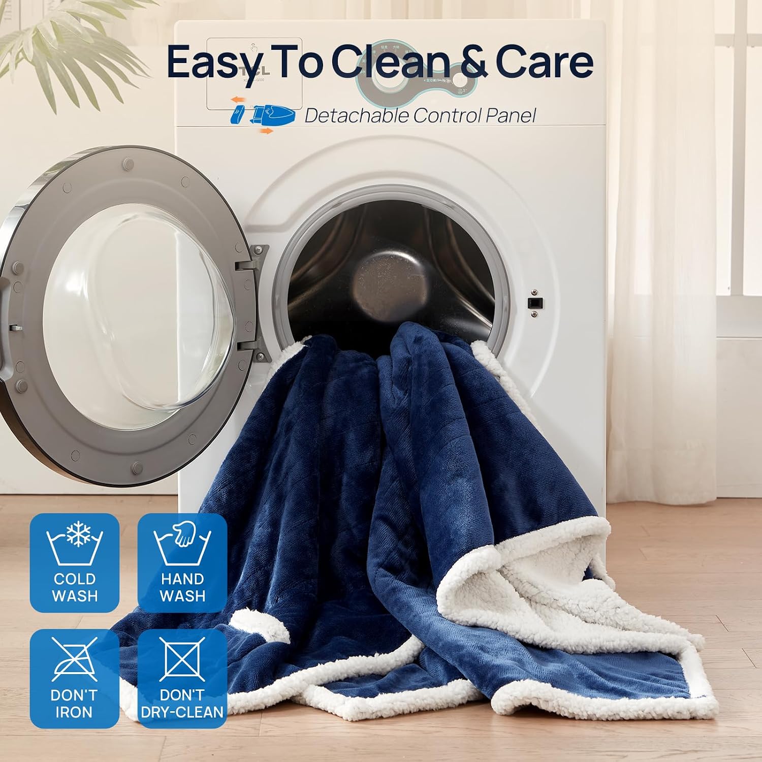 Thumbnail 6 de Westinghouse Wearable Heated Blanket, Navy Sherpa Throw with Sleeves and Foot Pocket