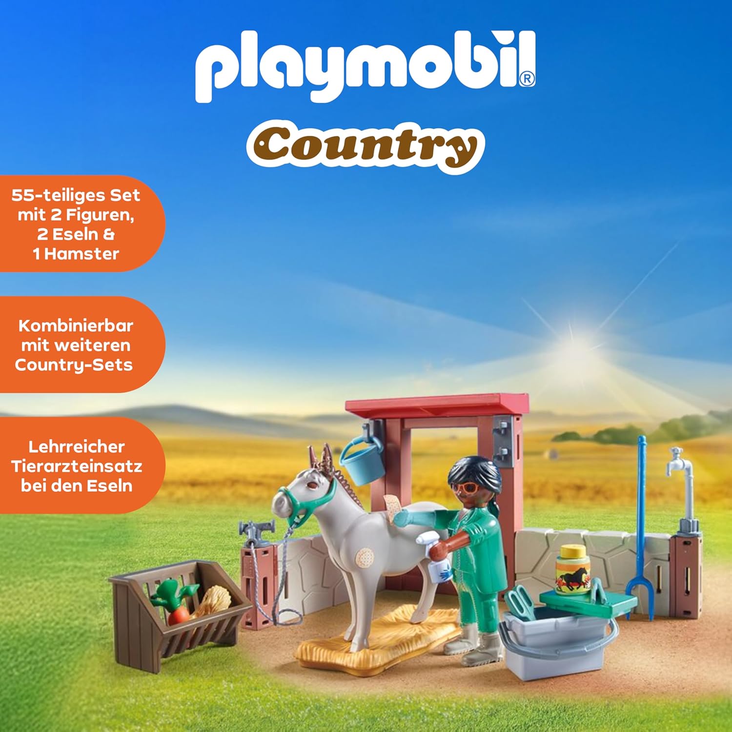 Detalle de PLAYMOBIL Country Tierarzteinsatz bei den Eseln 71471
