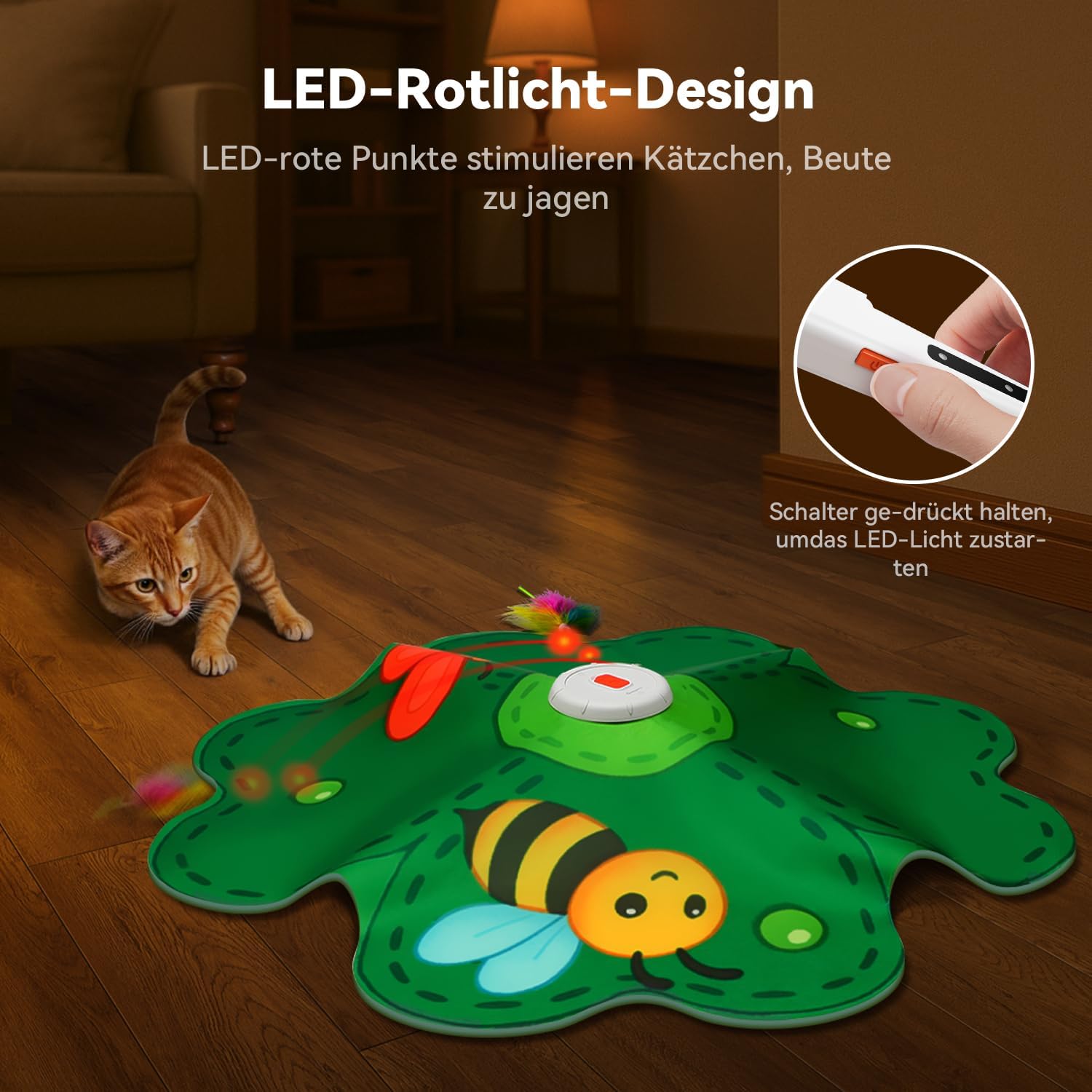 Detalle de FEELNEEDY Katzenspielzeug „Whack a Mole“ – interaktives Versteckspiel für Indoor-Kätzchen