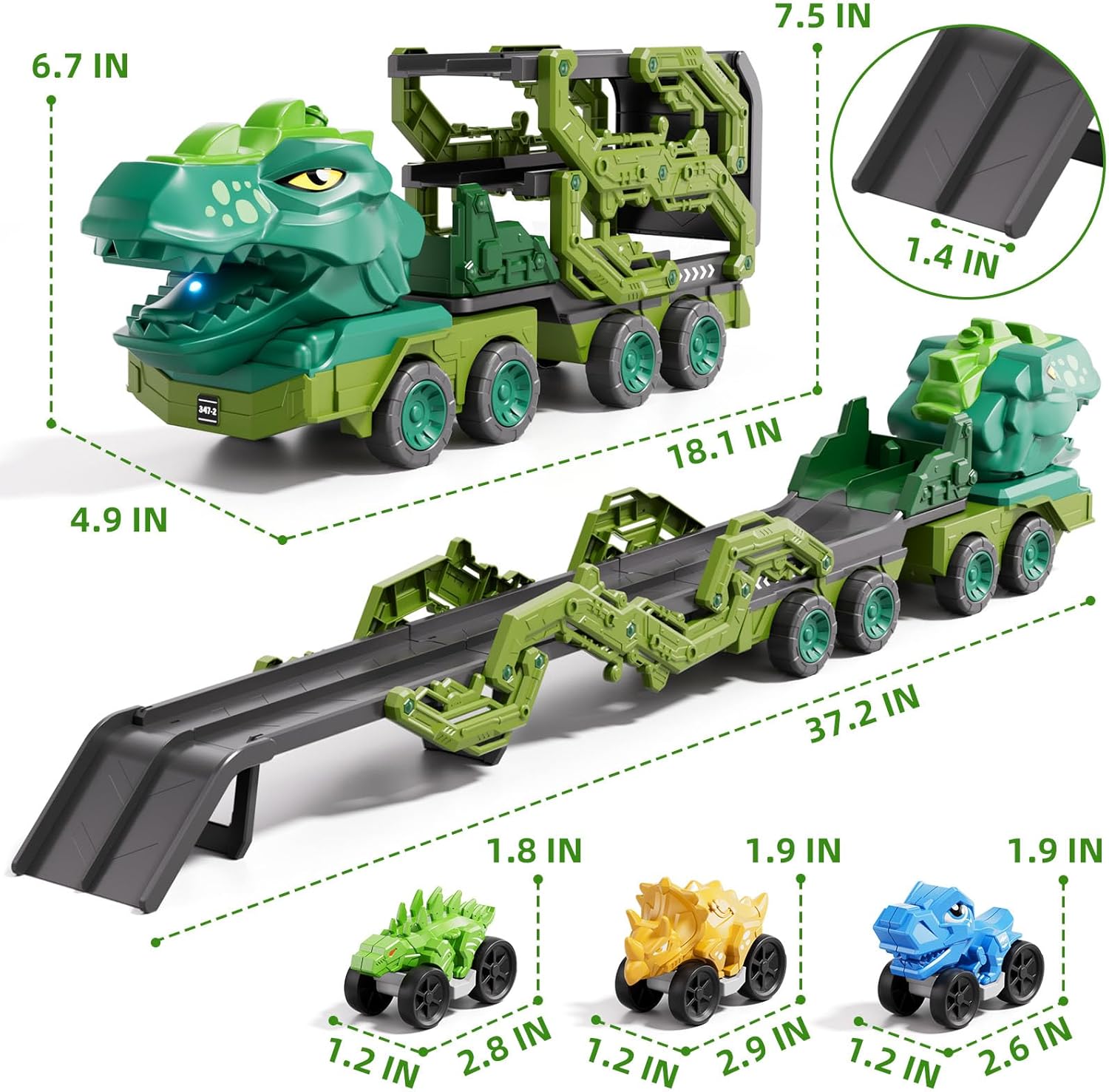 Detalle 2 de 10-in-1 Dinosaur Truck Toy with Foldable Track
