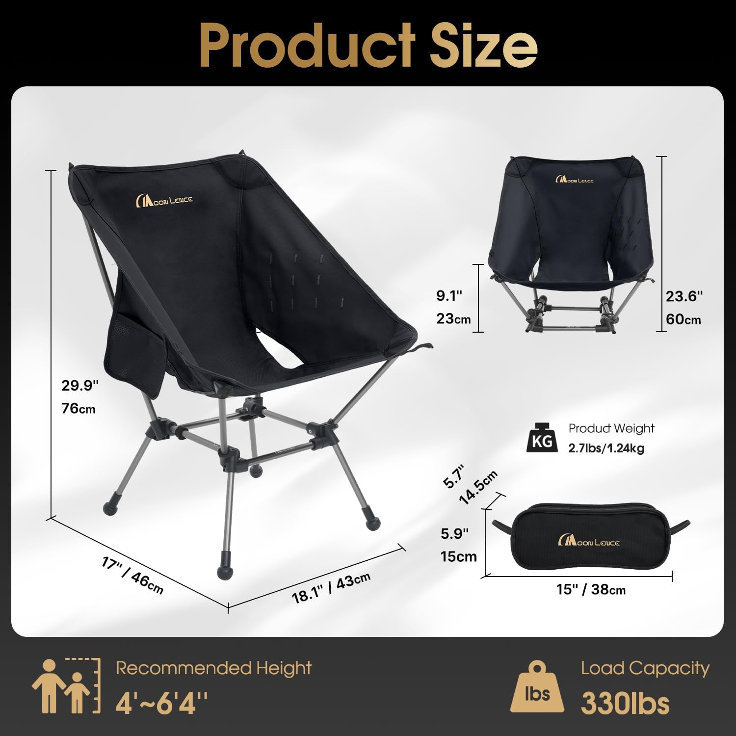 Thumbnail 5 de MOON LENCE SFplus Oversized Portable Camping Chair, 330 lb Capacity