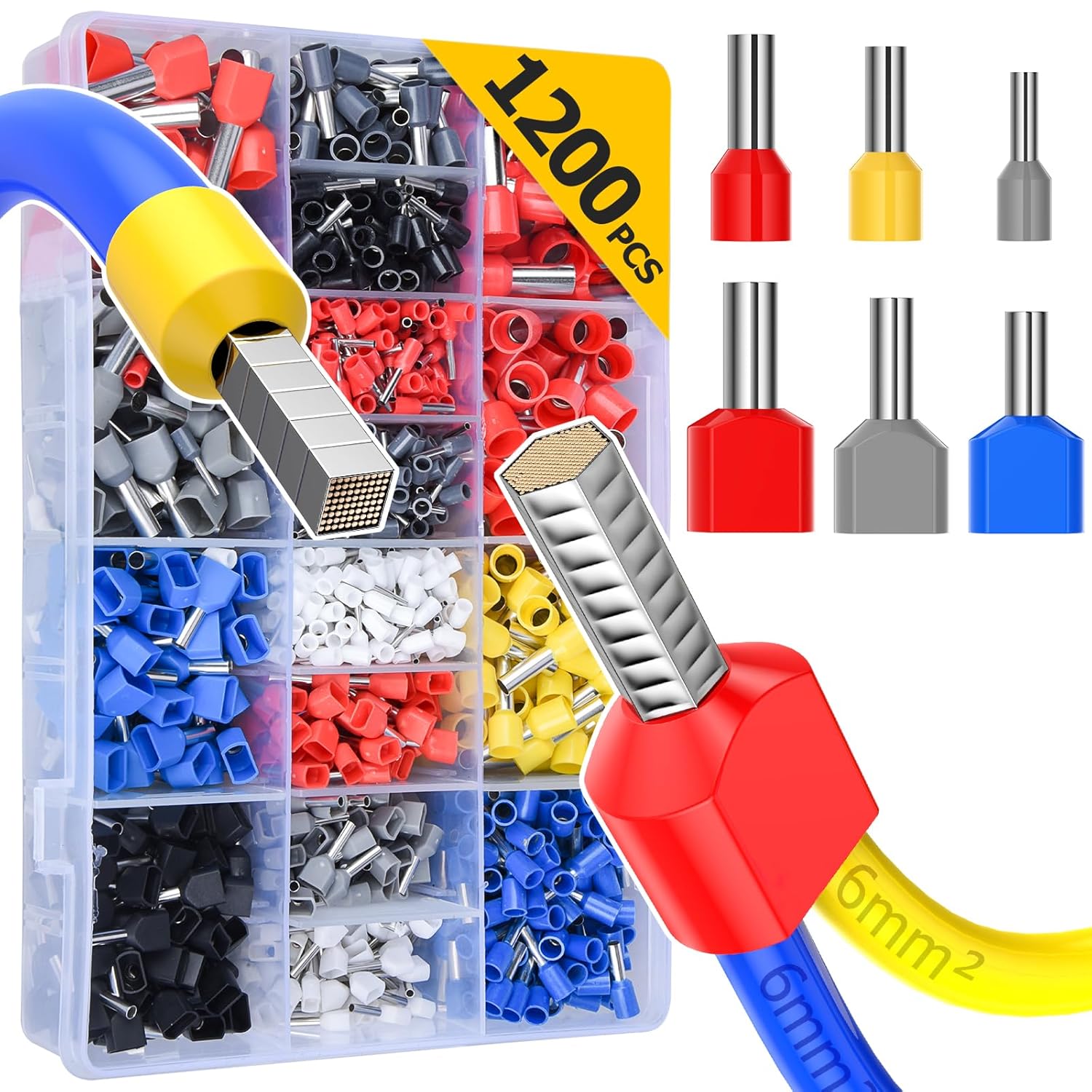 Detalle de 1200 terminales eléctricos Preciva para crimpado DIY
