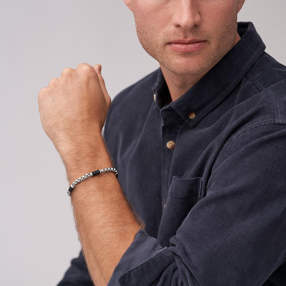 Thumbnail 2 de Fossil Bracelet homme en acier inoxydable avec fermoir mousqueton – finition brossée argentée