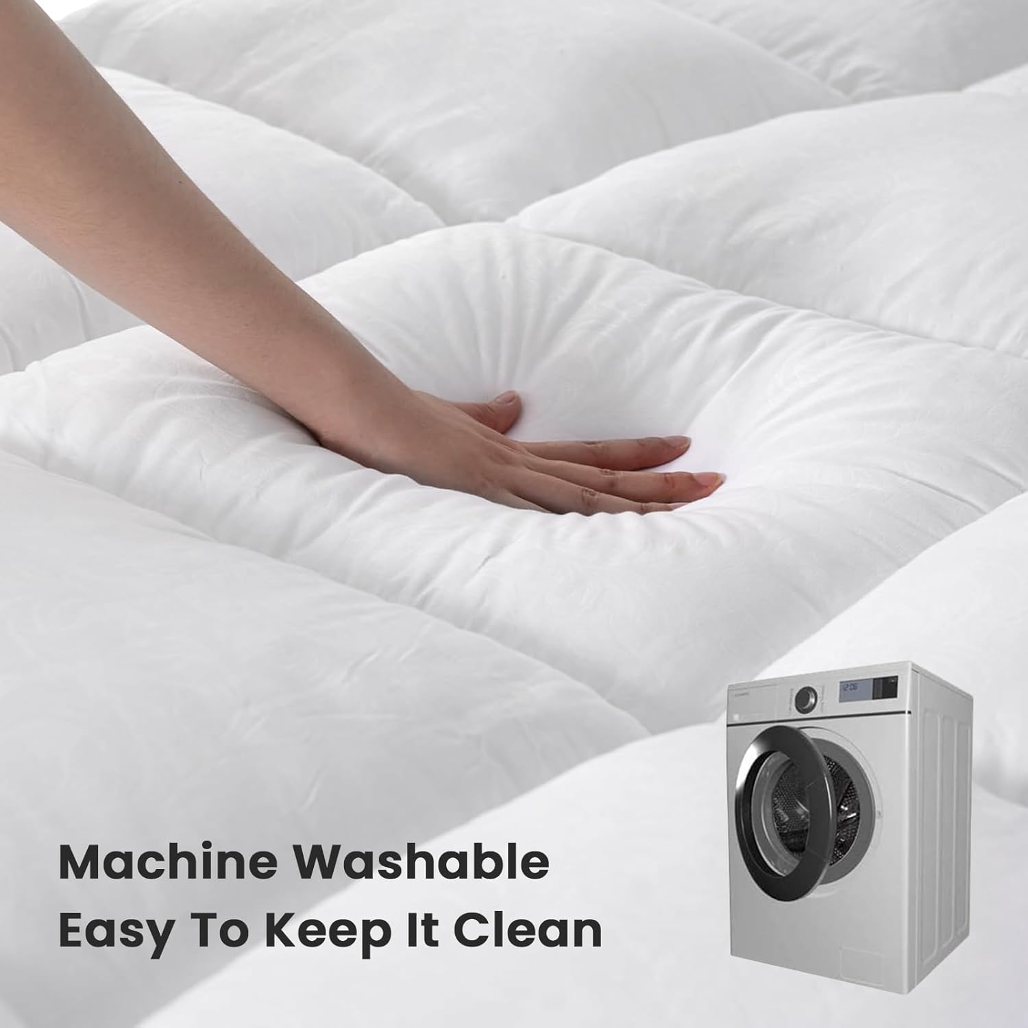 Detalle de JINXIA Cooling Mattress Topper Queen: Extra Thick, Deep Pocket, Breathable Comfort