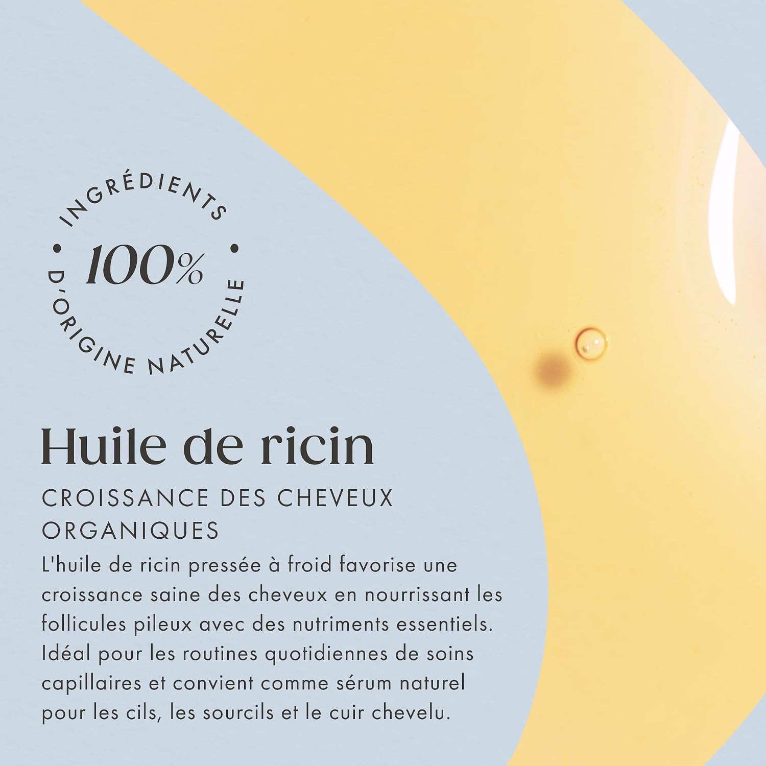 Detalle de Satin Naturel Huile de Ricin Bio 200 ml – Pressée à froid pour cheveux, cils, sourcils et barbe