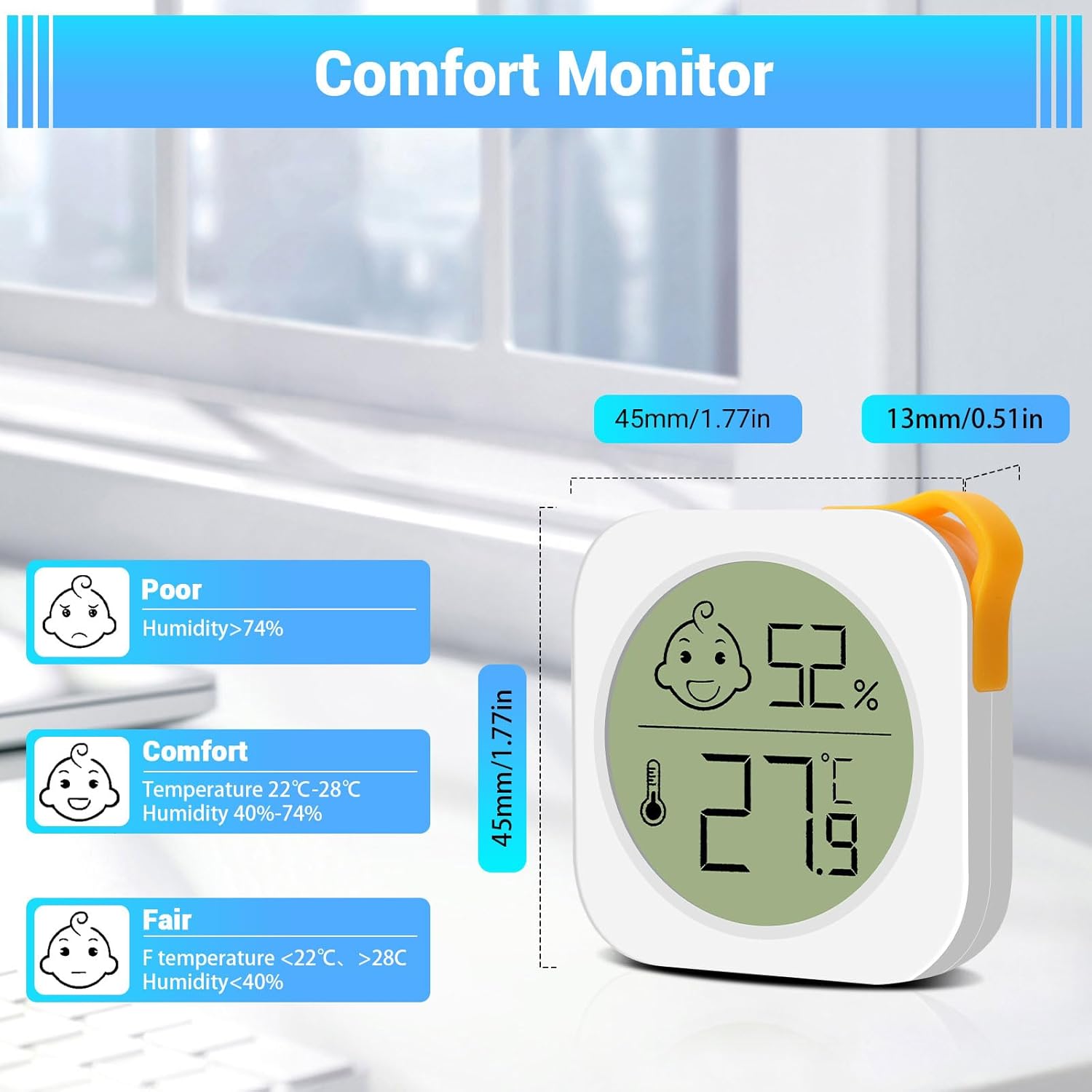 Detalle 2 de Lot de 3 thermomètres d'intérieur LCD