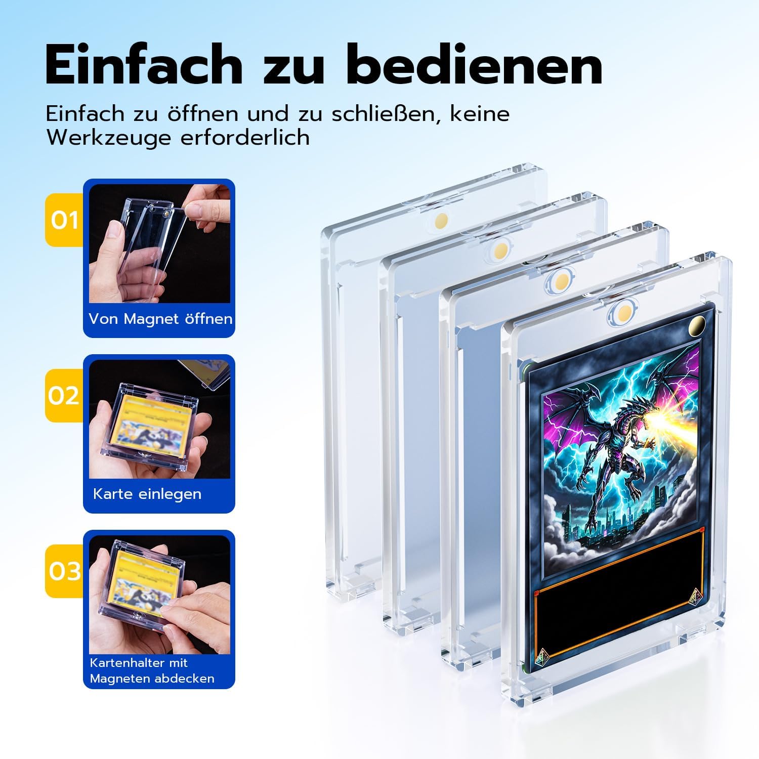 Detalle de Tolesum Magnetic Card Holder (20er-Set) mit UV-Schutz für Sammelkarten im Standardformat