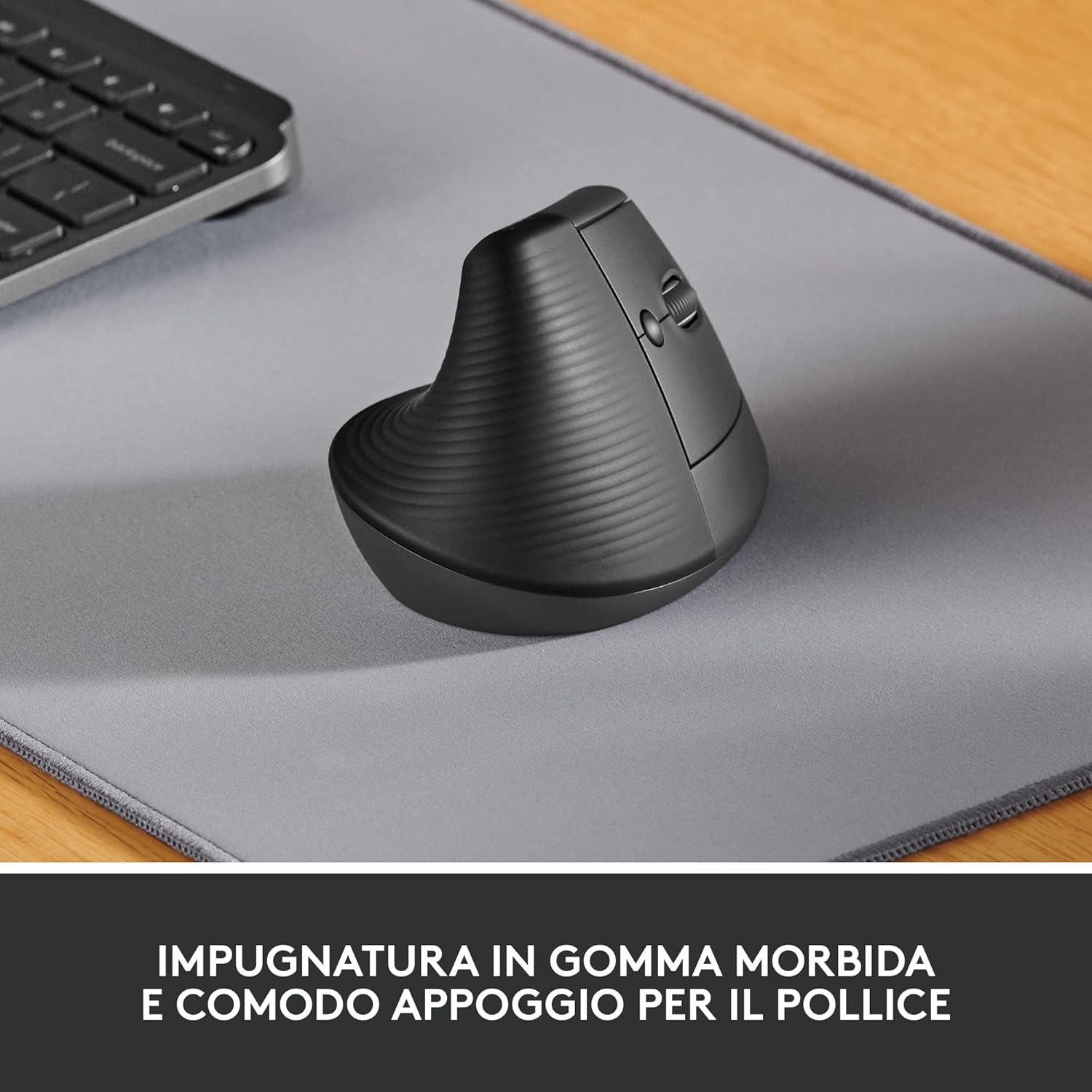 Thumbnail 1 de Logitech Lift mouse ergonomico verticale senza fili con ricevitore Bluetooth o Logi Bolt USB, 4 tasti, click silenziosi – grigio