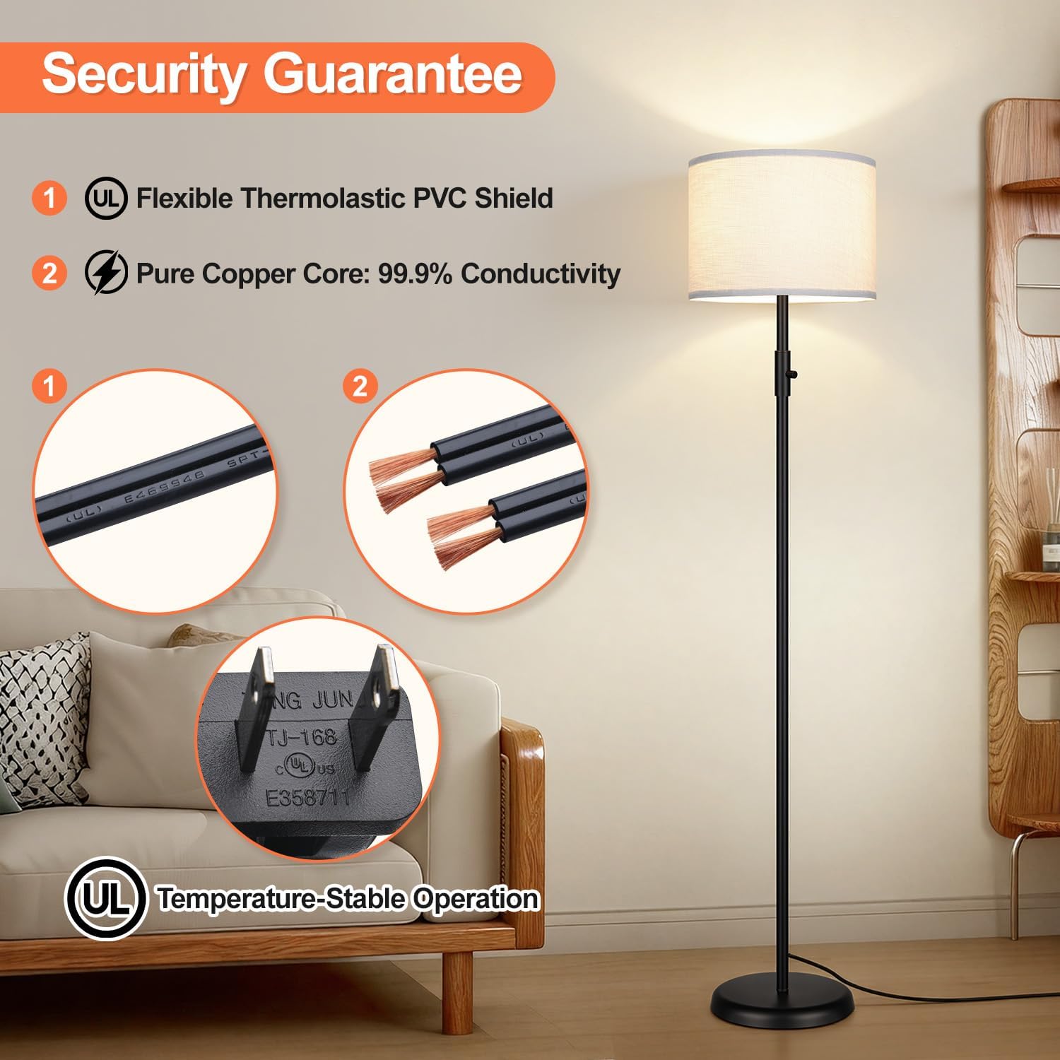 Thumbnail 5 de Dimmable Floor Lamp with White Shade