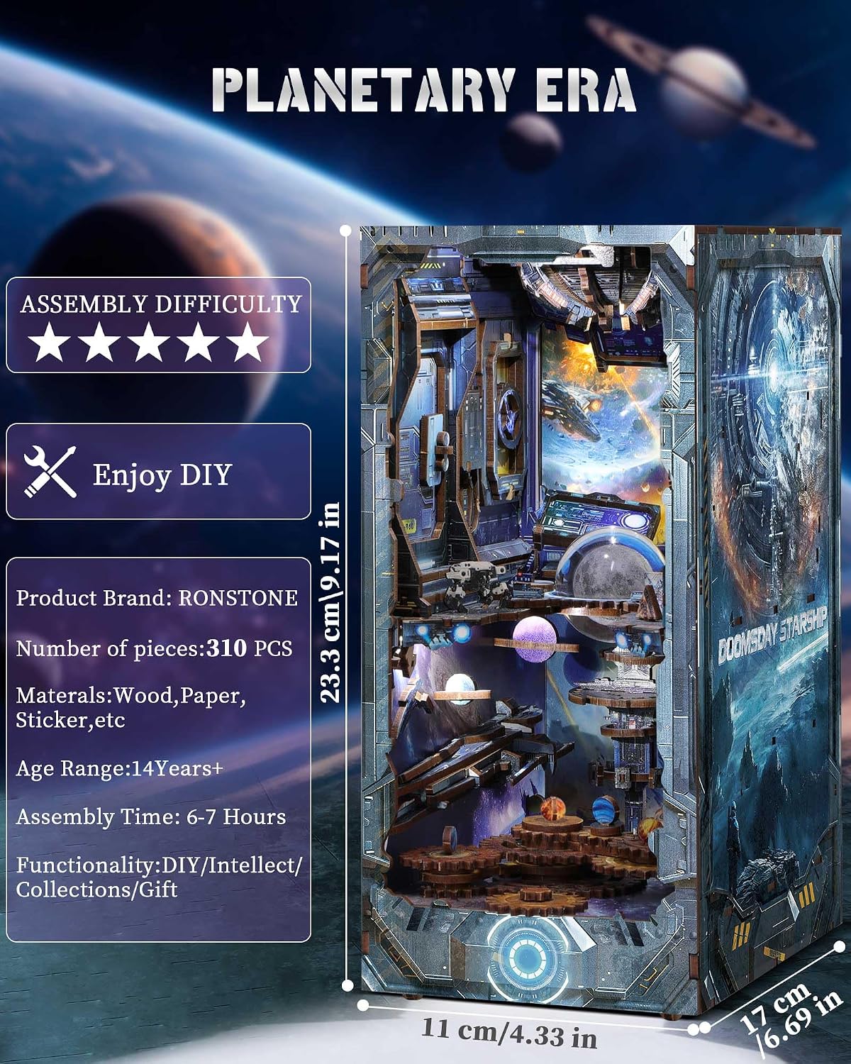 Detalle 2 de RONSTONE Book Nook Kit DOOMSDAY STARSHIP