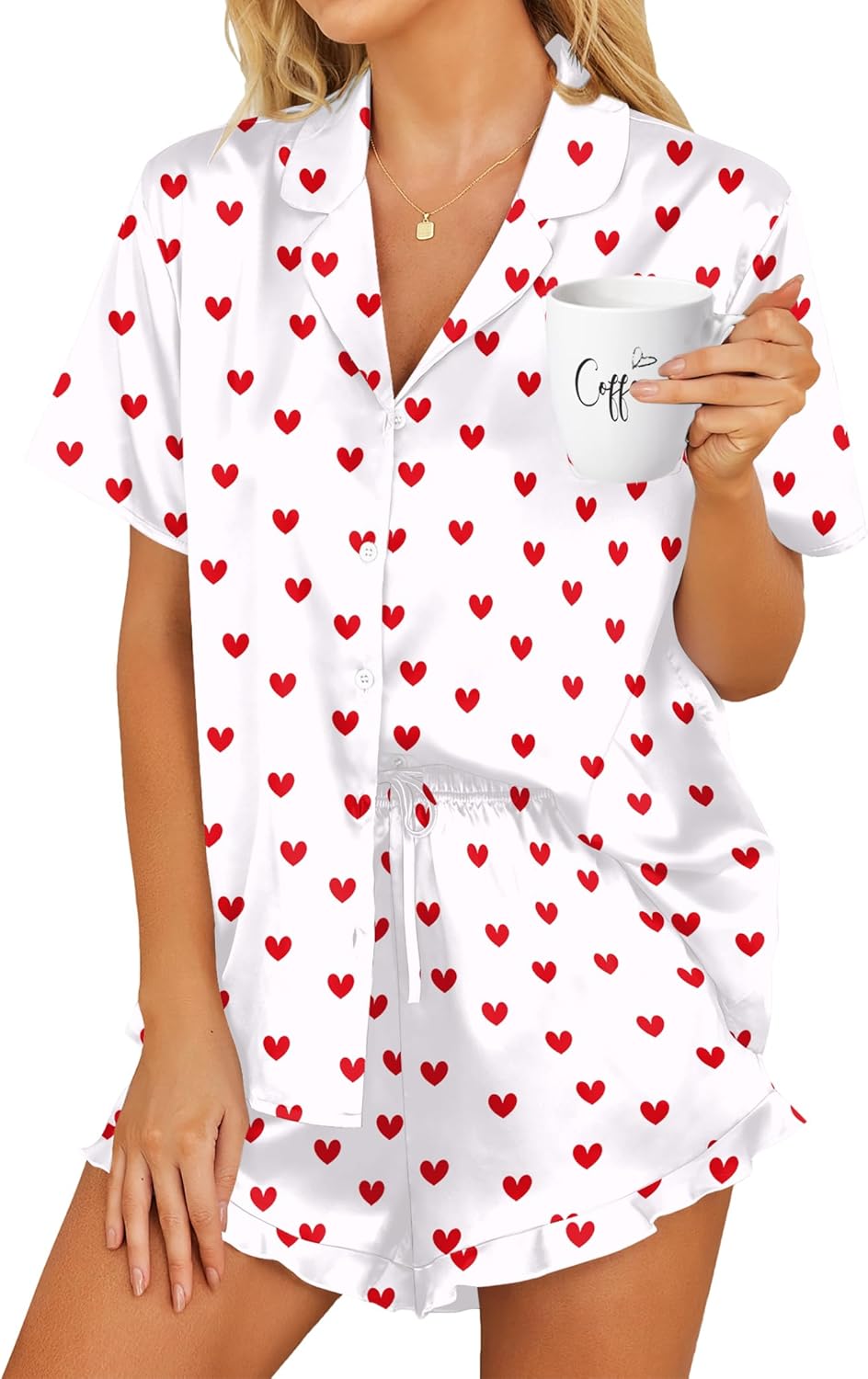 Thumbnail 6 de Hotouch Satin Pajamas Set for Women (2-Piece Button-Down Shorts)