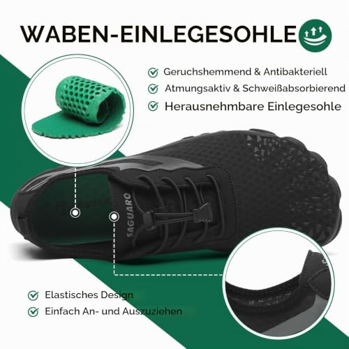 Detalle 2 de SAGUARO Badeschuhe Damen/Herren – Schnelltrocknende Aquaschuhe Schwarz, Gr. 43 EU