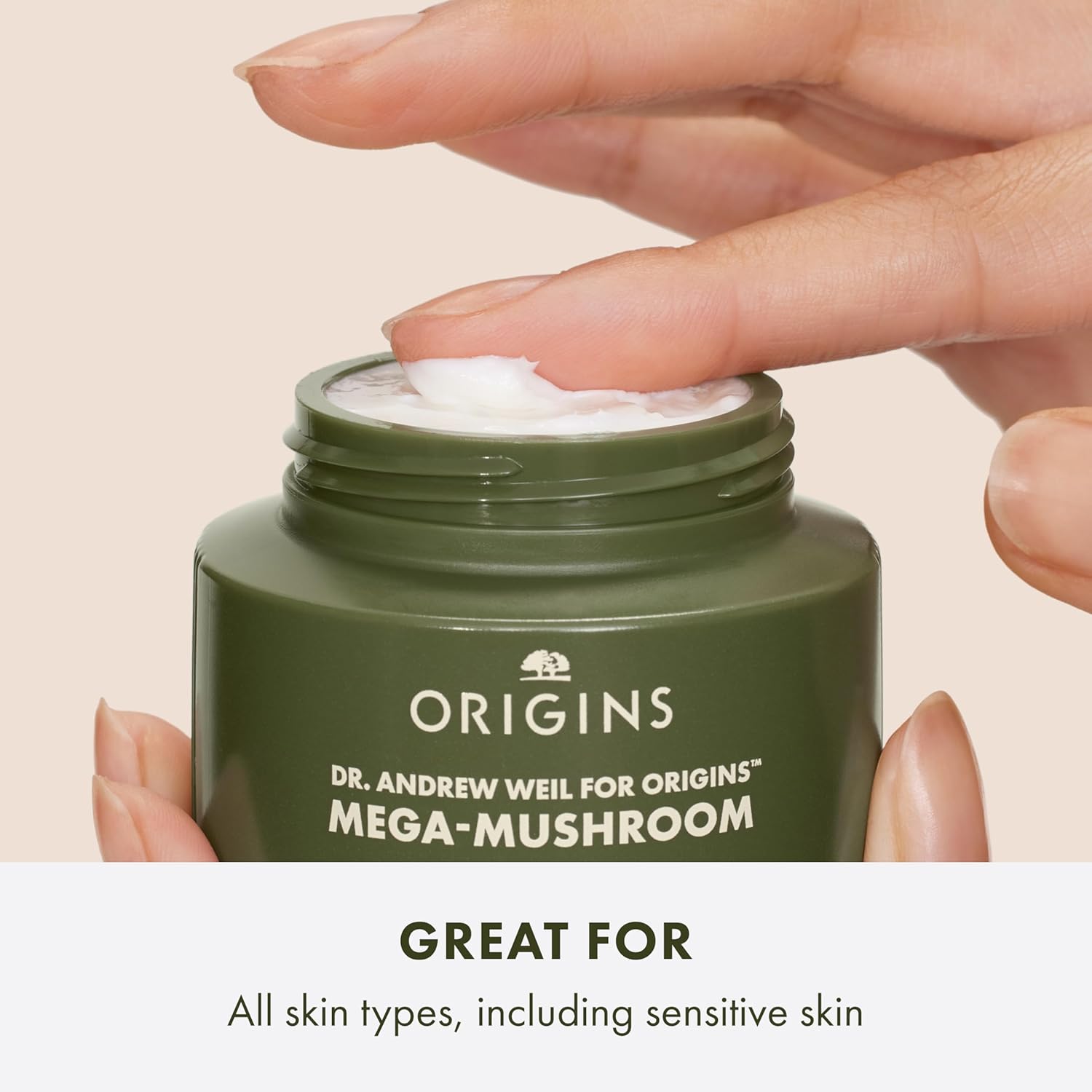 Detalle de Origins Mega-Mushroom Soothing Cream | Visibly Calms Skin with Reishi & Hyaluronic Acid, 50 ml
