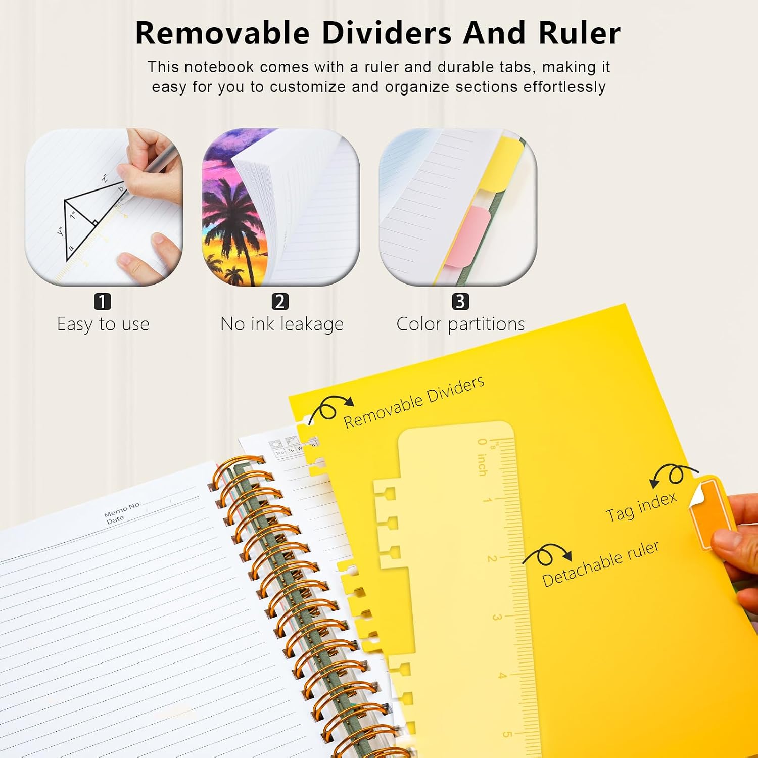 Thumbnail 4 de Veytust Hardcover Spiral Notebook, 8 x 10 in, 300 Pages, Sage Green