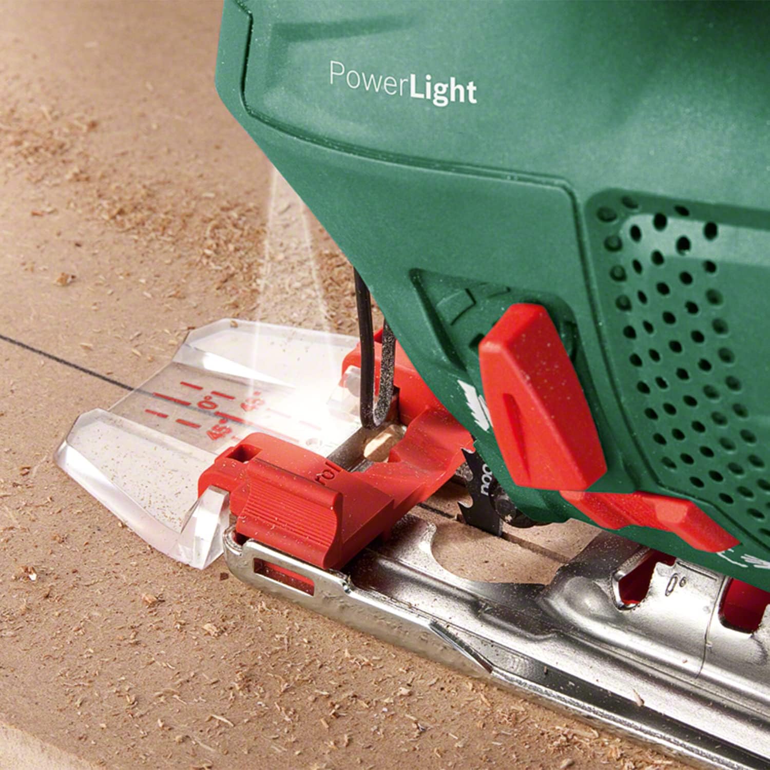 Detalle de Bosch PST 900 PEL sticksåg, 620 W med CutControl och 500–3 100 slag/min