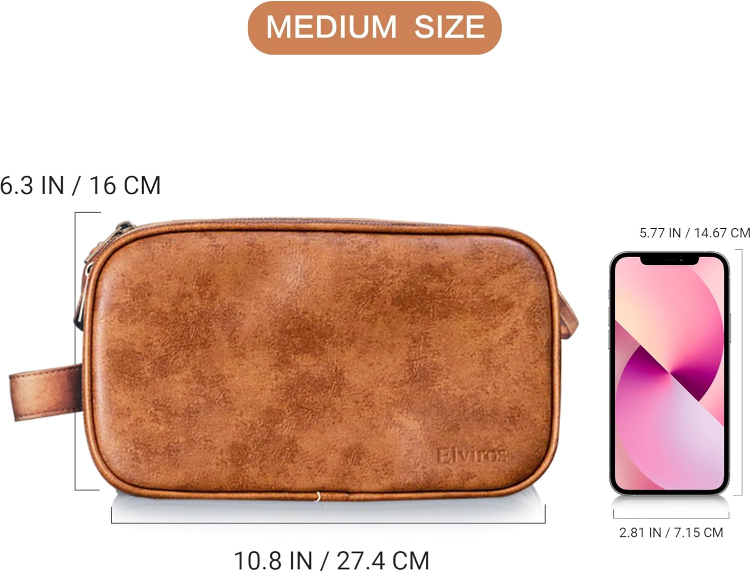 Thumbnail 5 de Elviros Water-Resistant PU Leather Toiletry Bag 12in