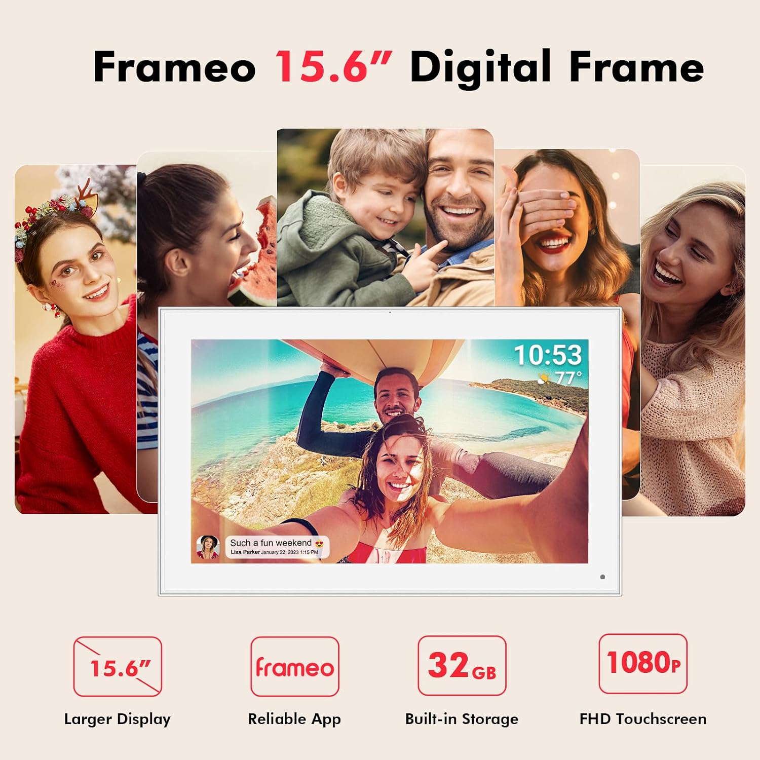 Thumbnail 1 de FRAMEO 15.6" Digital Photo Frame 32GB
