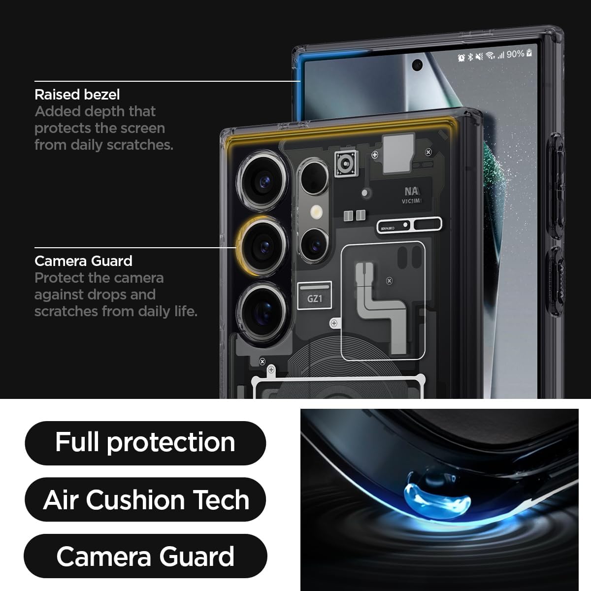 Detalle de Spigen Cover Zero One Black per Samsung Galaxy S24 Ultra (Ultra Hybrid)