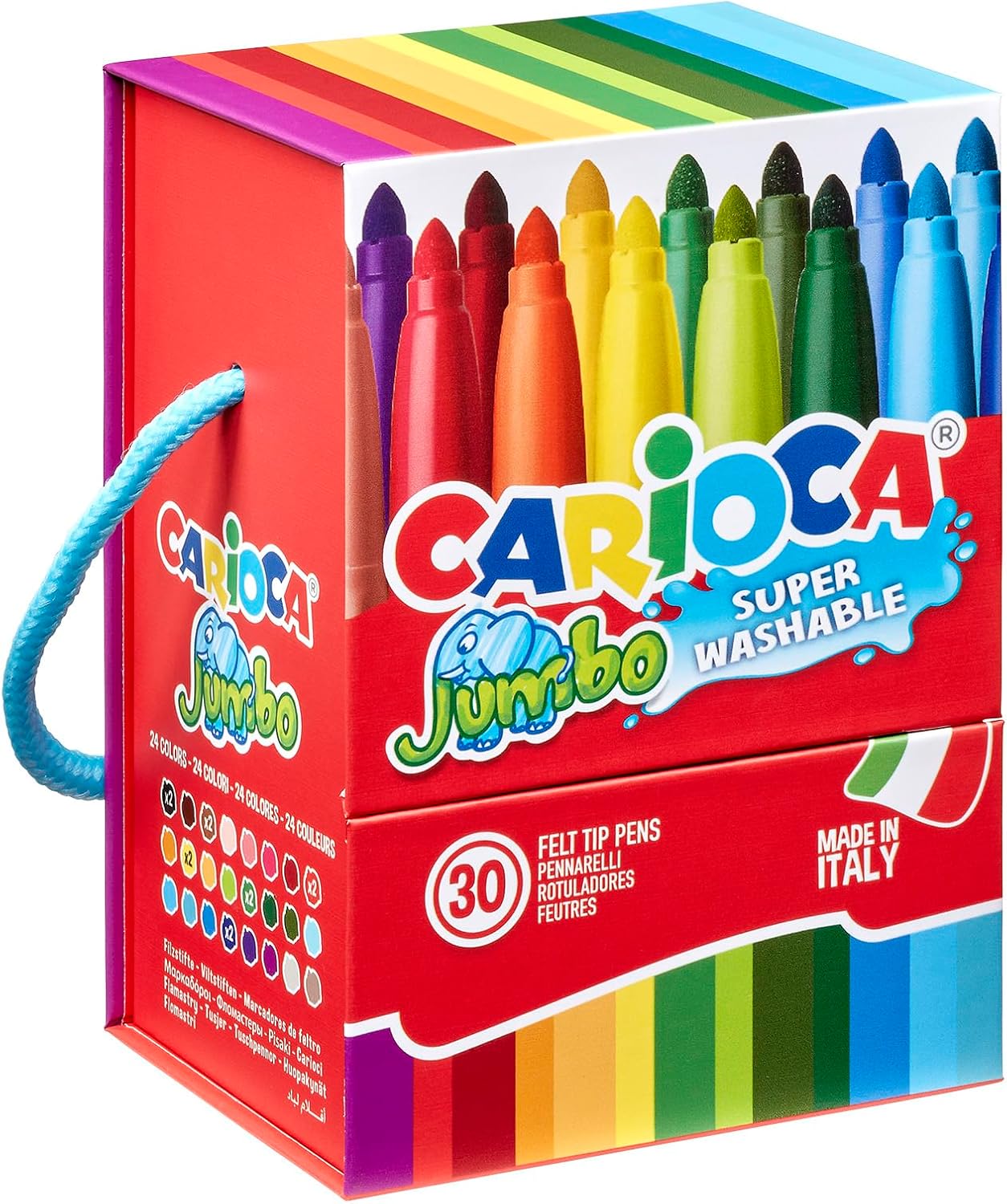 Detalle 2 de Carioca Jumbo | Pennarelli Lavabili per Bambini in Barattolo con Maniglia, 50 Colori