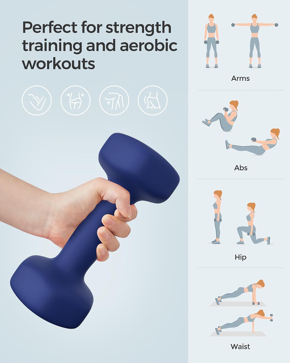 Thumbnail 3 de SONGMICS 2 x 2.5 kg Hex Dumbbells with Coated, Non-Slip Grip
