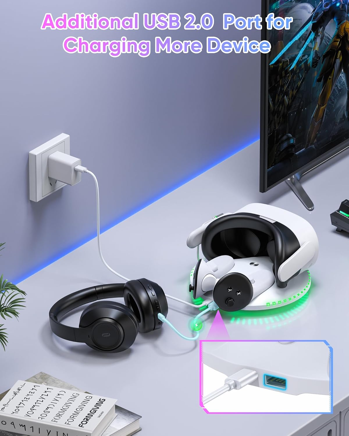 Detalle 2 de Kinwin 30W Fast Charging Dock for Meta Quest 3S Accessories