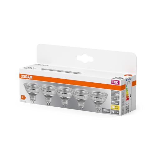 Detalle de Osram LED BASE MR16 – Vorteilspack 5× Niedervolt-LED mit GU5.3, 3,8 W, warmweiß 2700 K, nicht dimmbar