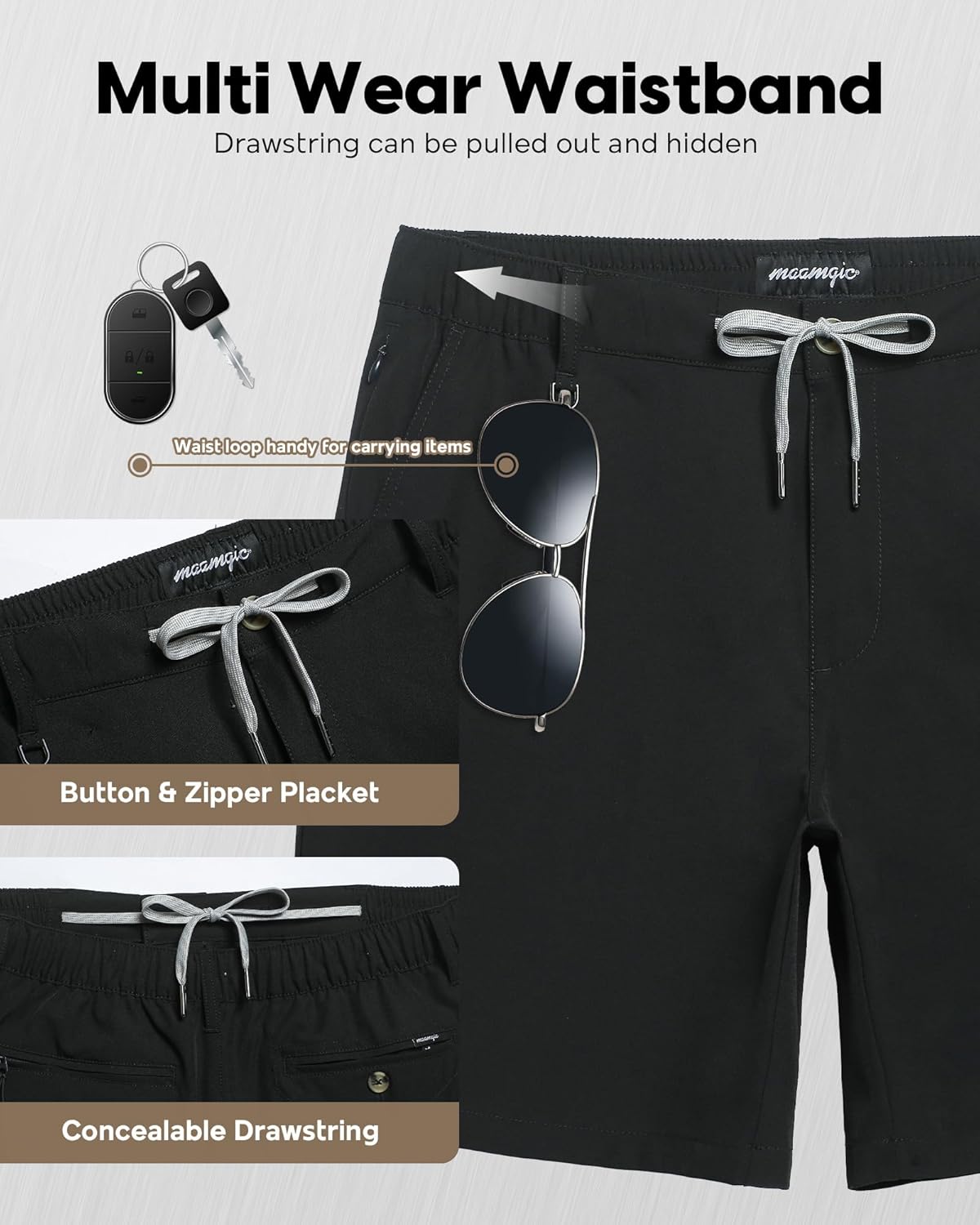 Thumbnail 4 de maamgic Men's 5/7 Inch Casual Classic Fit Shorts with Multi-Pocket Quick Dry - A Hybrid Short for Everyday Wear and Water