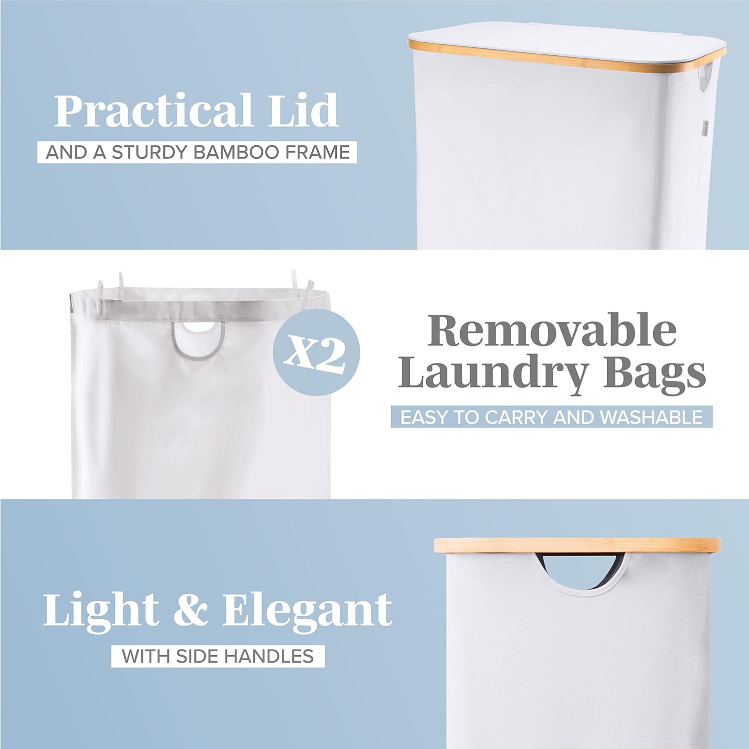 Thumbnail 1 de LONBET 150L double laundry basket with lid