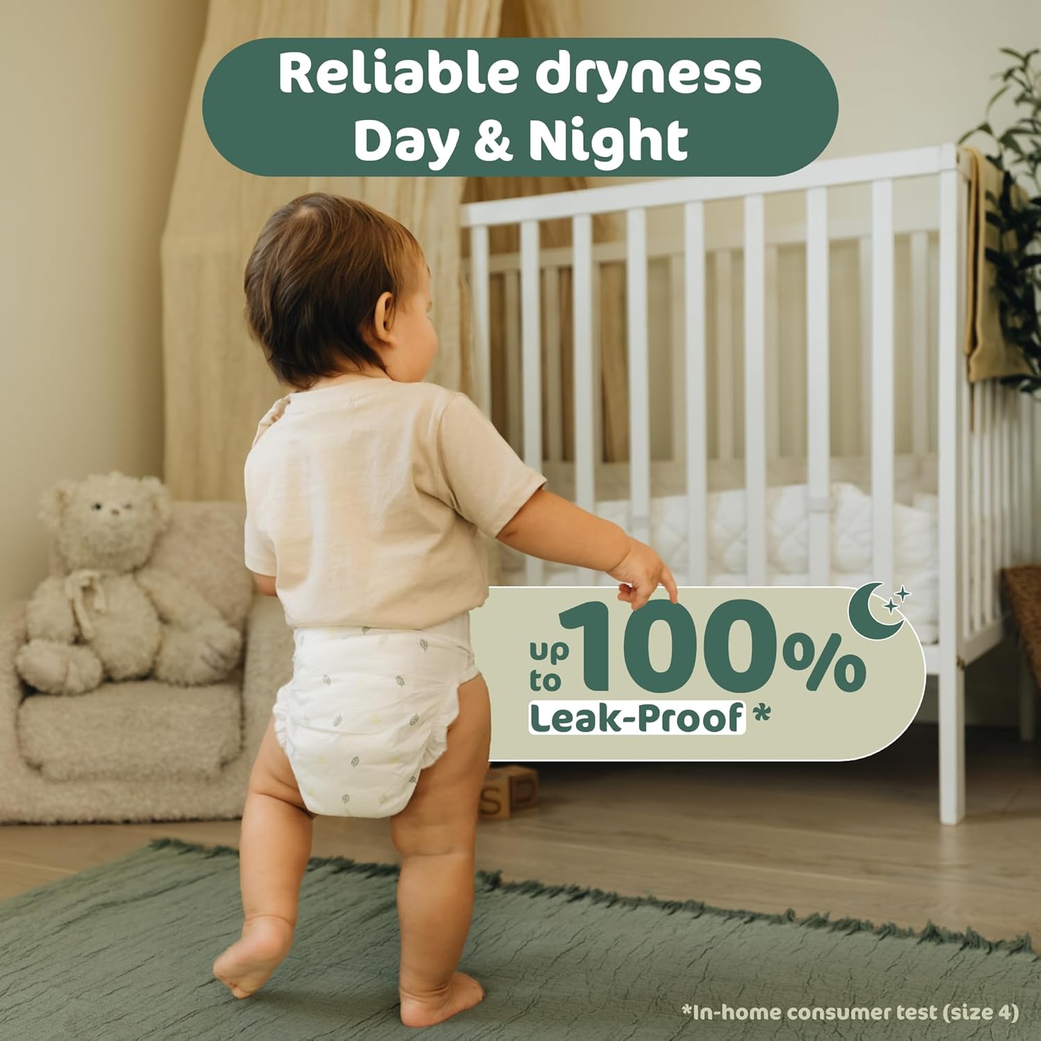 Detalle de Naty BioEmbrace Baby Nappies Size 4 (7–18kg), 88 Count – Plant-Based, Skin-Safe Leak Protection