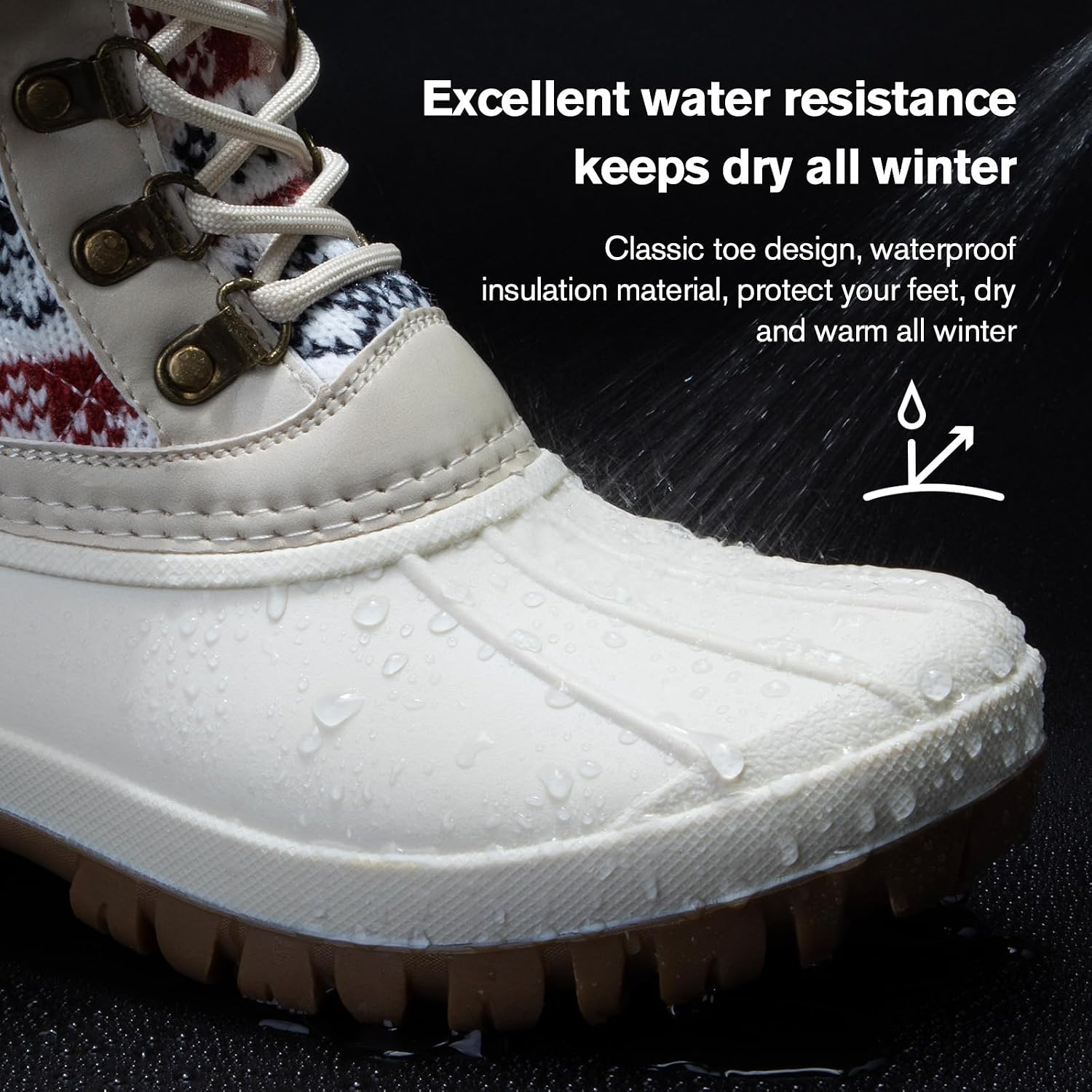 Detalle de ALEADER Women's Winter Snow Boots with Waterproof Shell and Foldable Design