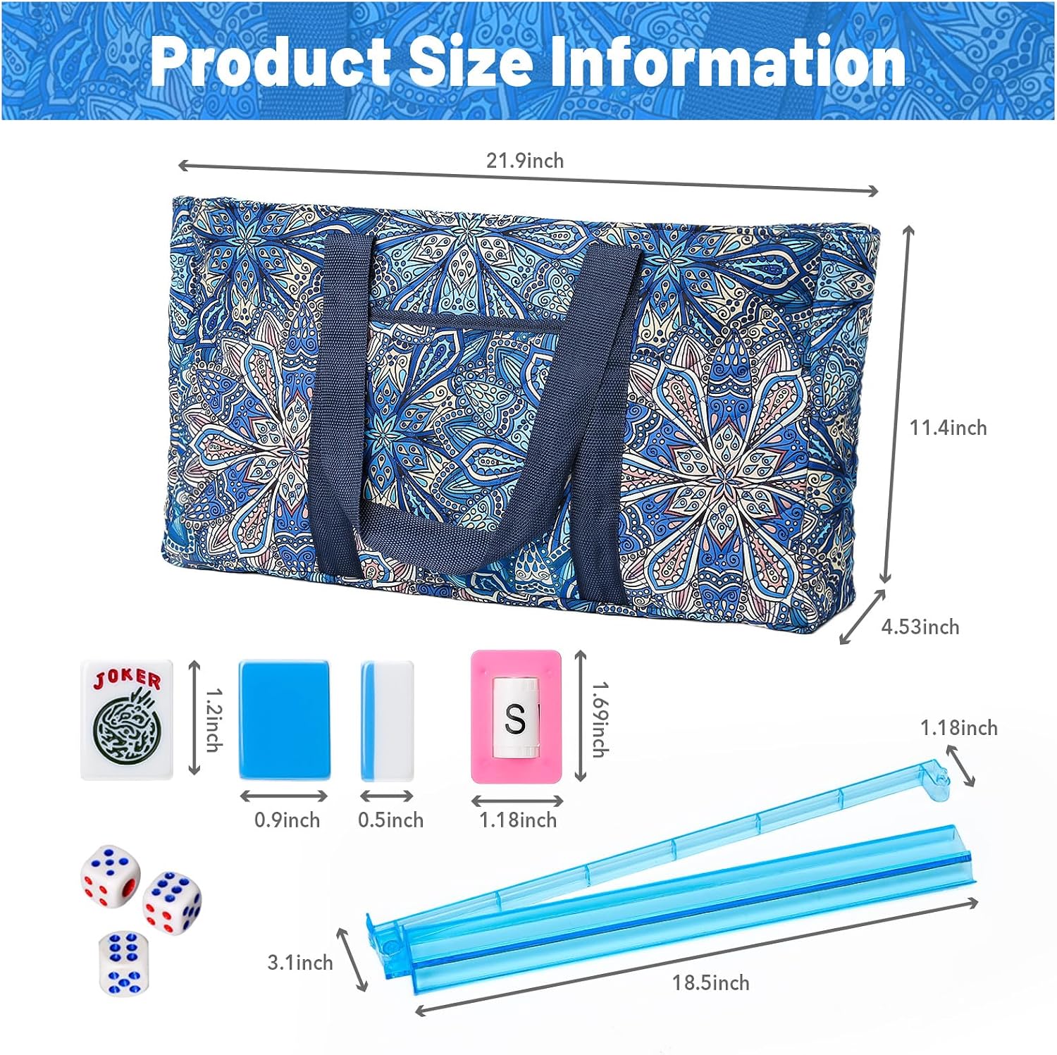 Thumbnail 3 de Kyerlish American Mahjong Tile Set with Pink Carrying Bag (166 Tiles, 4 Racks/Pushers) — Complete Travel Mahjong Game