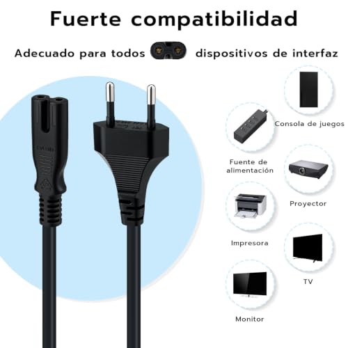 Thumbnail 2 de Mcbazel Cable de alimentación C7 de 3 m con enchufe europeo y PVC flexible