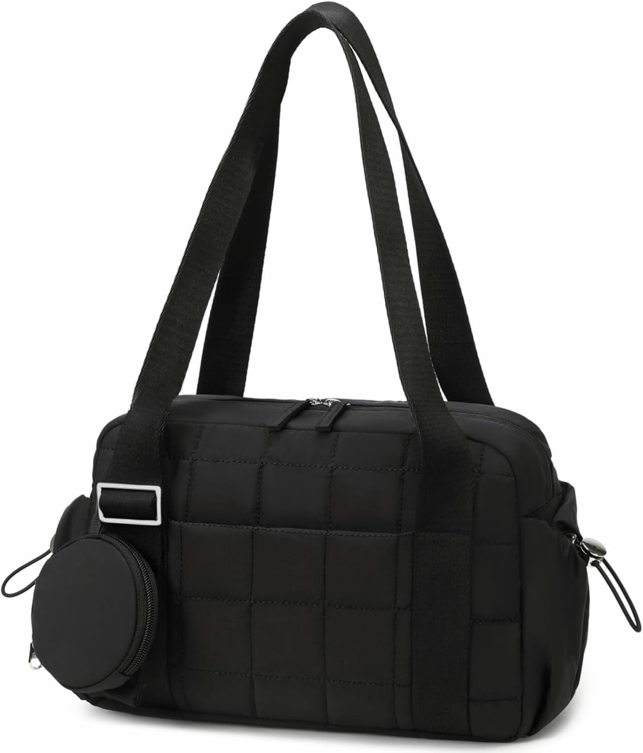 Detalle de CAMTOP Mini Gym Bag for Women — Small Puffy Quilted Tote Duffel with Wet Compartment