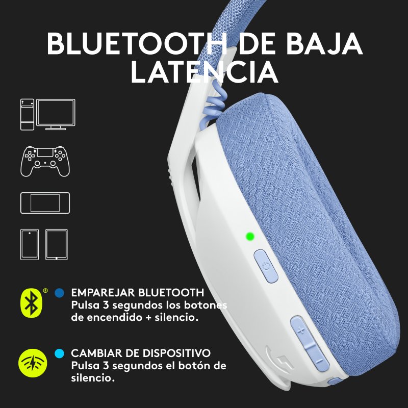 Thumbnail 1 de Logitech G435 LIGHTSPEED auriculares gaming inalámbricos blancos