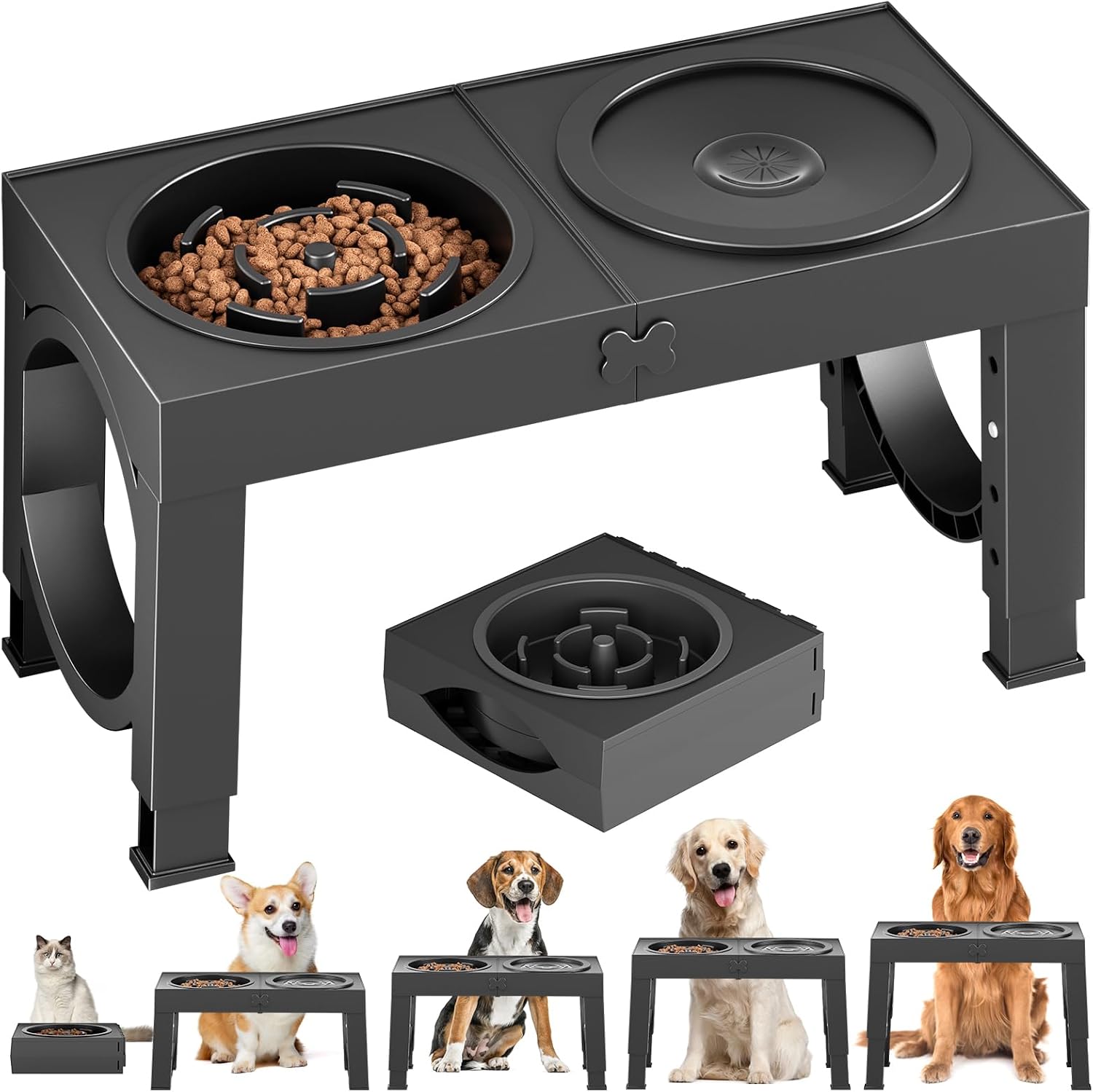 Detalle de Aystkniet Raised Dog Bowl 5-Height Stand